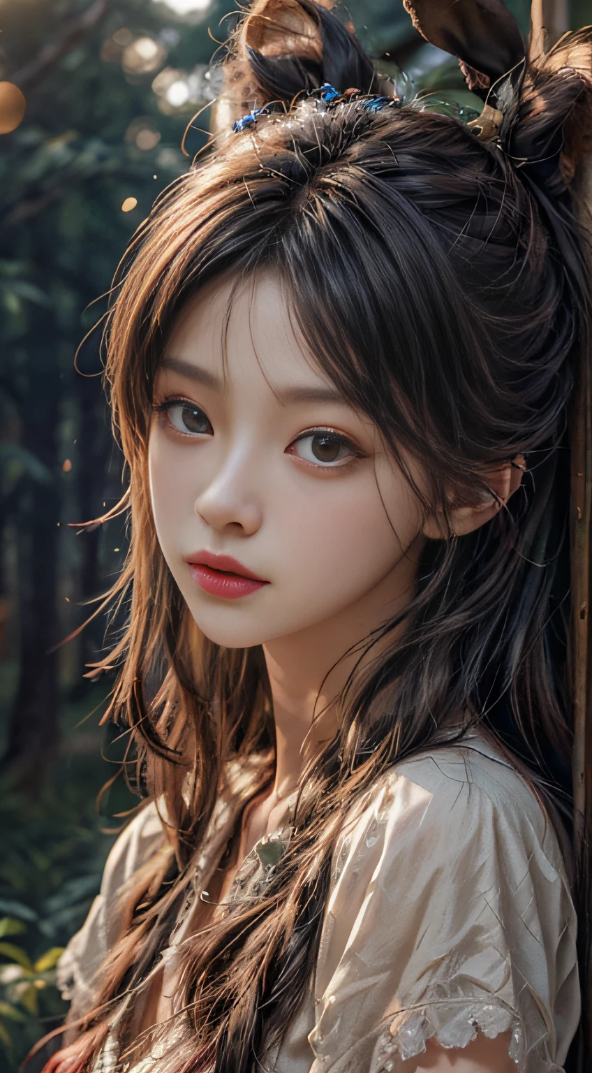 ln the forest，hillside，Quiet，Rustic，High-definition detail、hyper-detailing、cinematic ligh、ultra-realistic realism、Soft light、Deep field focus bokeh、