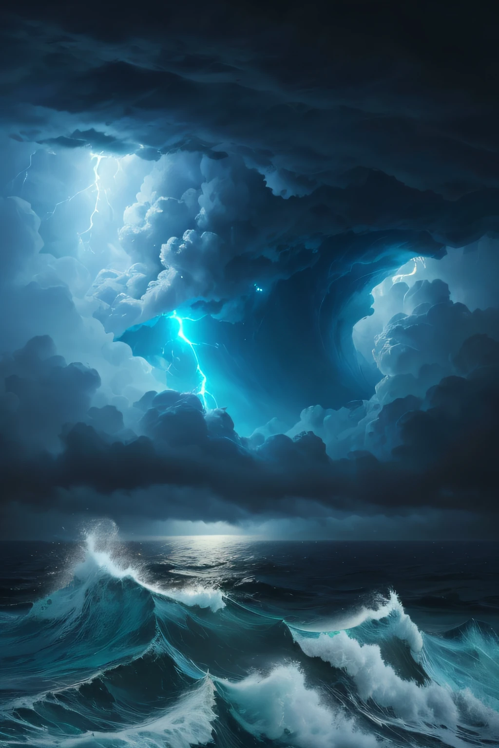 rough ocean storm atmospheric, hyper realistic, 8k, epic composition, cinematic