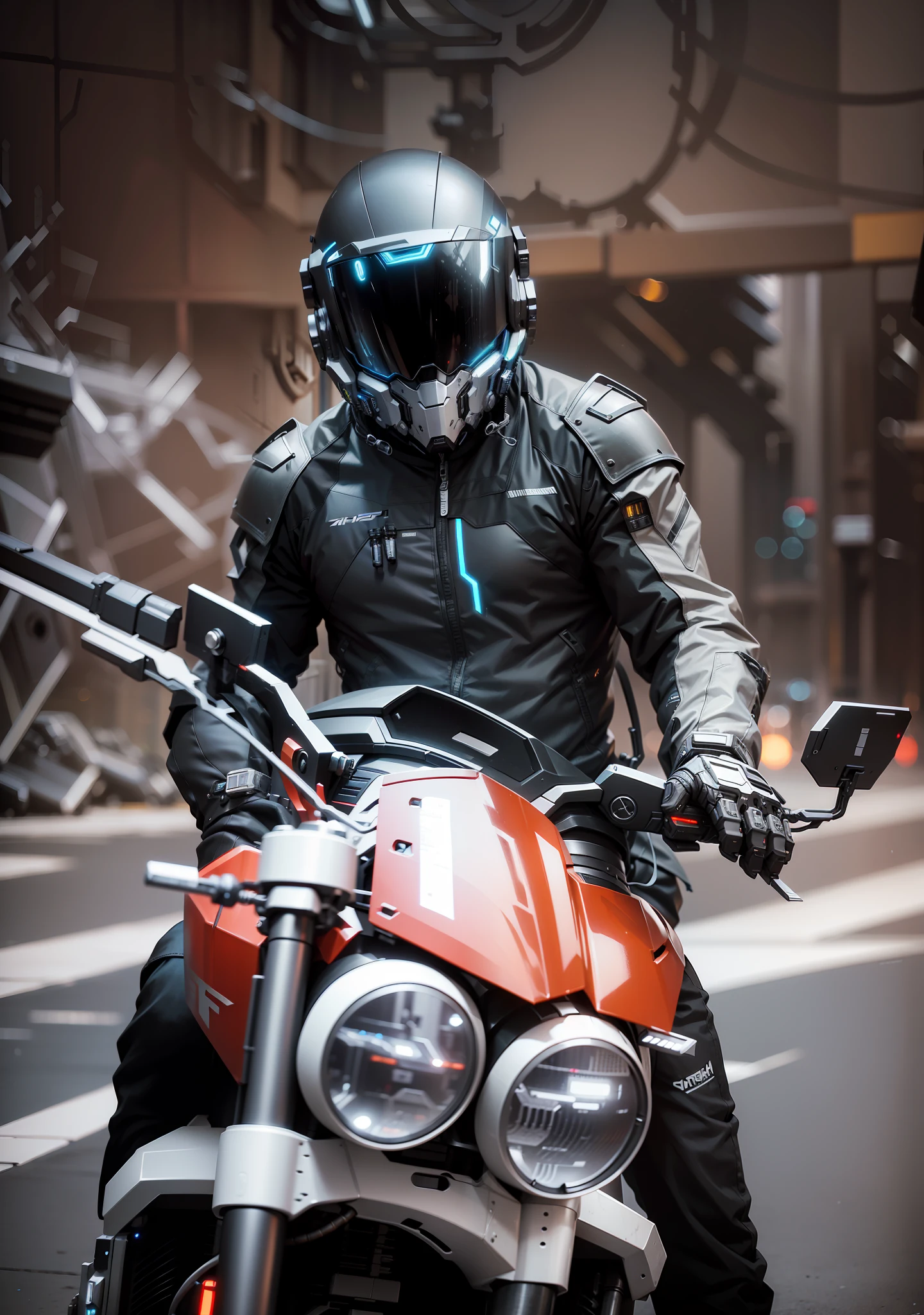 Handsome cyberpunk mech warrior,Black cyberpunk mech costume,High-tech black full enveloping helmet,Biomechanicals, MSHN Robot Man,High-tech helmet,hyper realisitc, Steel, Complex design, insanely details, finely detailled, Extremely clear lines, cinmatic lighting, photograph realistic, A detailed masterpiece