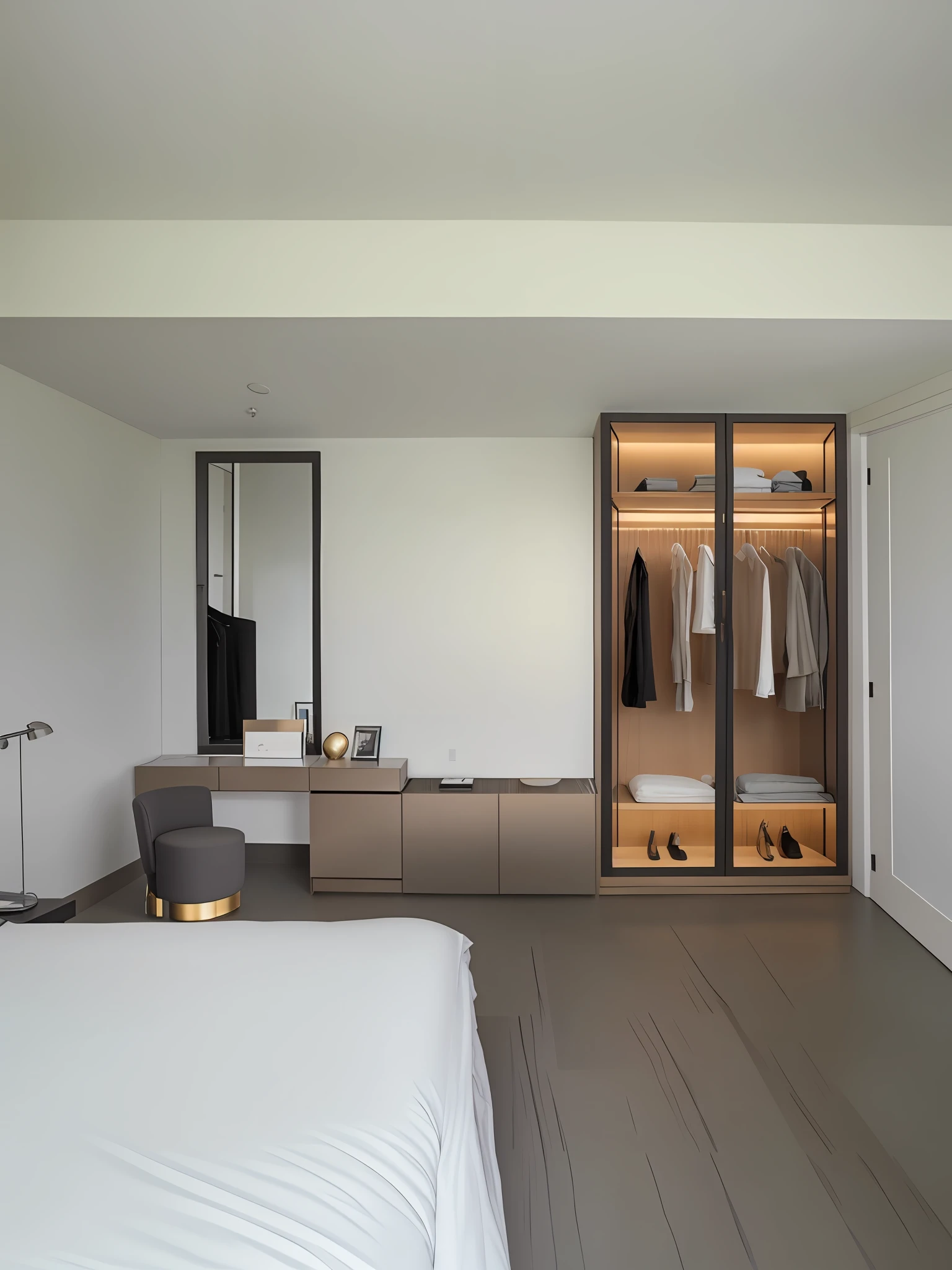 (8k, RAW photo, best quality, masterpiece:1.2), ultra detailed, there is a bedroom with a bed, a dresser, and a mirror, elegant wardrobe, luxury condo interior, photorealistic room, small room, rendered in corona, natural light in room, interior room, room interior, bedroom interior, inside of a bedroom, a room, true realistic image, bedroom, sparse room, elegant minimalism, room, interior of roomstart_agent
ARGS: {
"name": "Interior Design Agent",
"task": "Assist with gathering inspiration for luxury interior design styles",
"prompt": "As an Interior Design Agent, I will assist you in gathering inspiration for luxury interior design styles. Please provide any specific requirements or preferences you have."
}