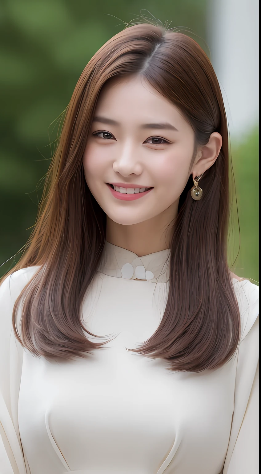 ((top-quality、8K、masterpiece:1.3))、Beautiful 20 year old girl with perfect body shape、K-pop Idol Face、Slim Abs Beauty:1.3、(Hairstyles Brown Hair Shortcuts、Colossal tits)、doress:1.1、Super fine face、Delicat eyes、二重まぶた、A smile with shame、Duan、Full body photo