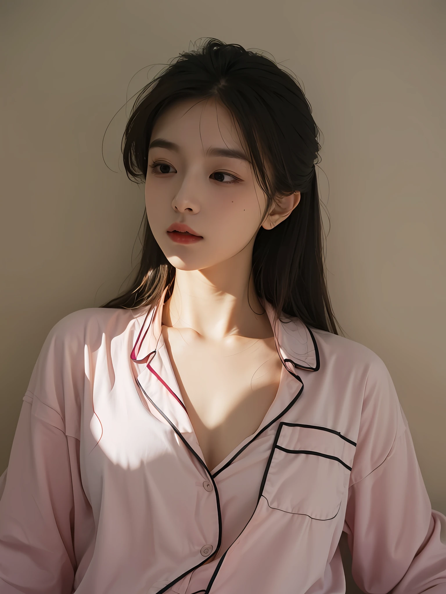 8K ultra-detailed masterpiece,best qualtiy,Realistic photos,Nice face,Messy hair,Beautiful sleeping position,Silk Pajamas,Liu Yifei
