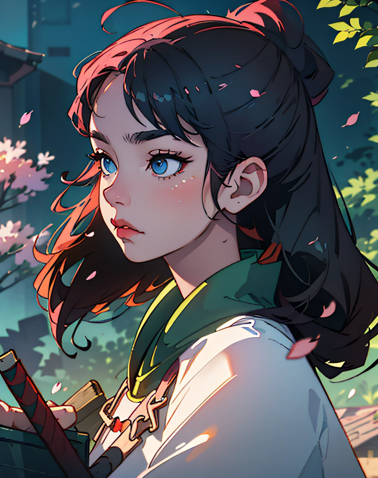 (SFW), gorgeous, (masterpiece:1.2), (best quality:1.2), perfect eyes, perfect face, perfect lighting, ((1man)), cyberpunk ronin, (samurai, ((ronin)), armored), solo, outdoor, forest, morning, cherry blossoms, (cherry leaves falling), windy, dynamic pose, wide-angle, artgerm and ruan jia, soft cinematic light, adobe lightroom, photo lab, hdr, intricate, highly detailed, (depth of field: 1.4), (natural skin texture, hyperrealism, soft, crisp light: 1.2), (dark shot: 1.22), (intricate), (artstation: 1.2), hyperdetailed, dramatic and complex details, (technicolor: 0.9 )