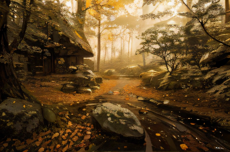tmasterpiece，best qualtiy，（realisticlying，realisticlying：1.4），（RAW photos：1.2），Very detailed CG unity 8K wallpaper，Very fine and beautiful，finely detailled，unbelievable Ridiculous，offcial art，hugefilesize, ultra - detailed, The is very detailed,，the woods，Shadow in the forest，There are rattan everywhere，There is no house，Thick trees，Dark moonlight，fern，Shape plants，Giant rocks，Fly
