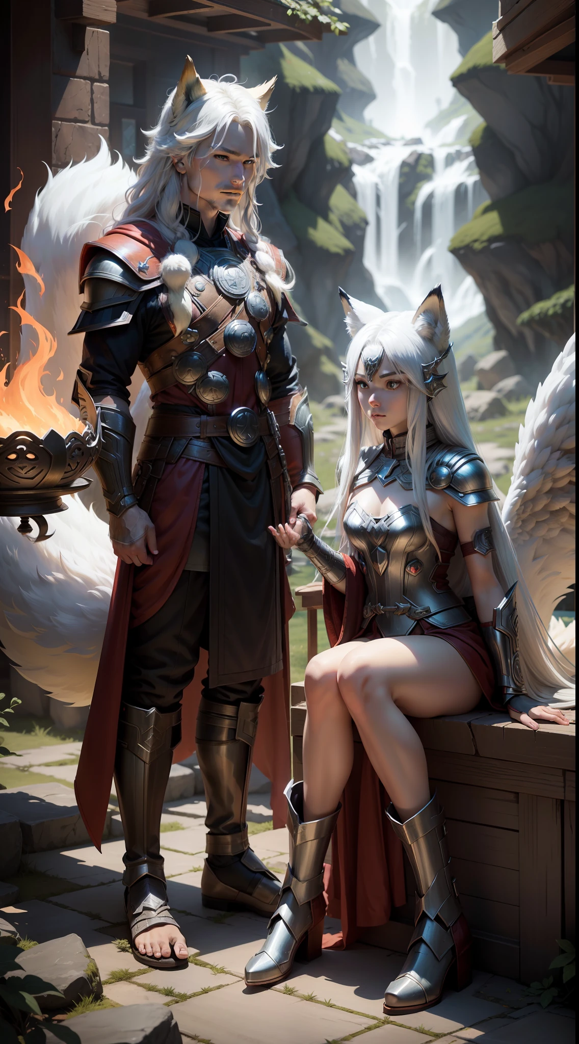 anime, fantasy, thor fox, fantasy art, fantasy, thor fox, fantasy, thor fox, thor fox, thor fox, thor fox, thor fox, thor fox, thor fox, thor fox, fox, ethereal thor fox, kitsune tailed thor fox, tailed thor fox, kitsune, mythical creature, fantasy thor fox love, art of silver thor fox, white - haired thor fox, mizutsune, nine tails