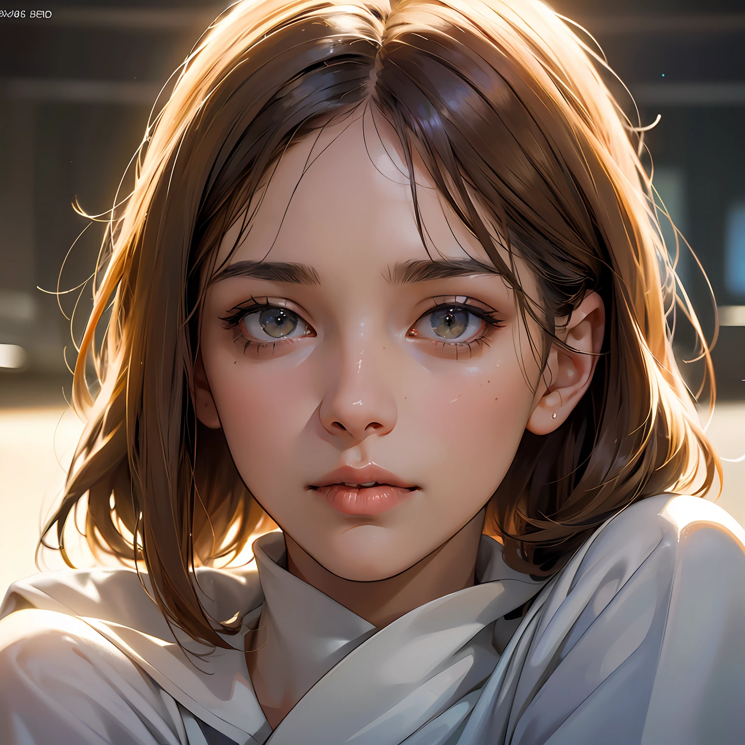 (Airport:1), Afternoon, (Doctor Gown:1), Light Brown Fringe Shorthair, Light Brown Eyes, 1 Girl, 20 Years Old, Innocent, (Photorealistic), (Complex Details:1.2),(Masterpiece, :1.3),(Best Quality:1.4), (Ultra High Definition:1.2), Ultra High Definition, (Detailed Eyes), (Detailed Facial Features), HDR, 8k Resolution, (Lens Flare:0.7) , Reflection, Busy with Inspection Report, Face Viewer