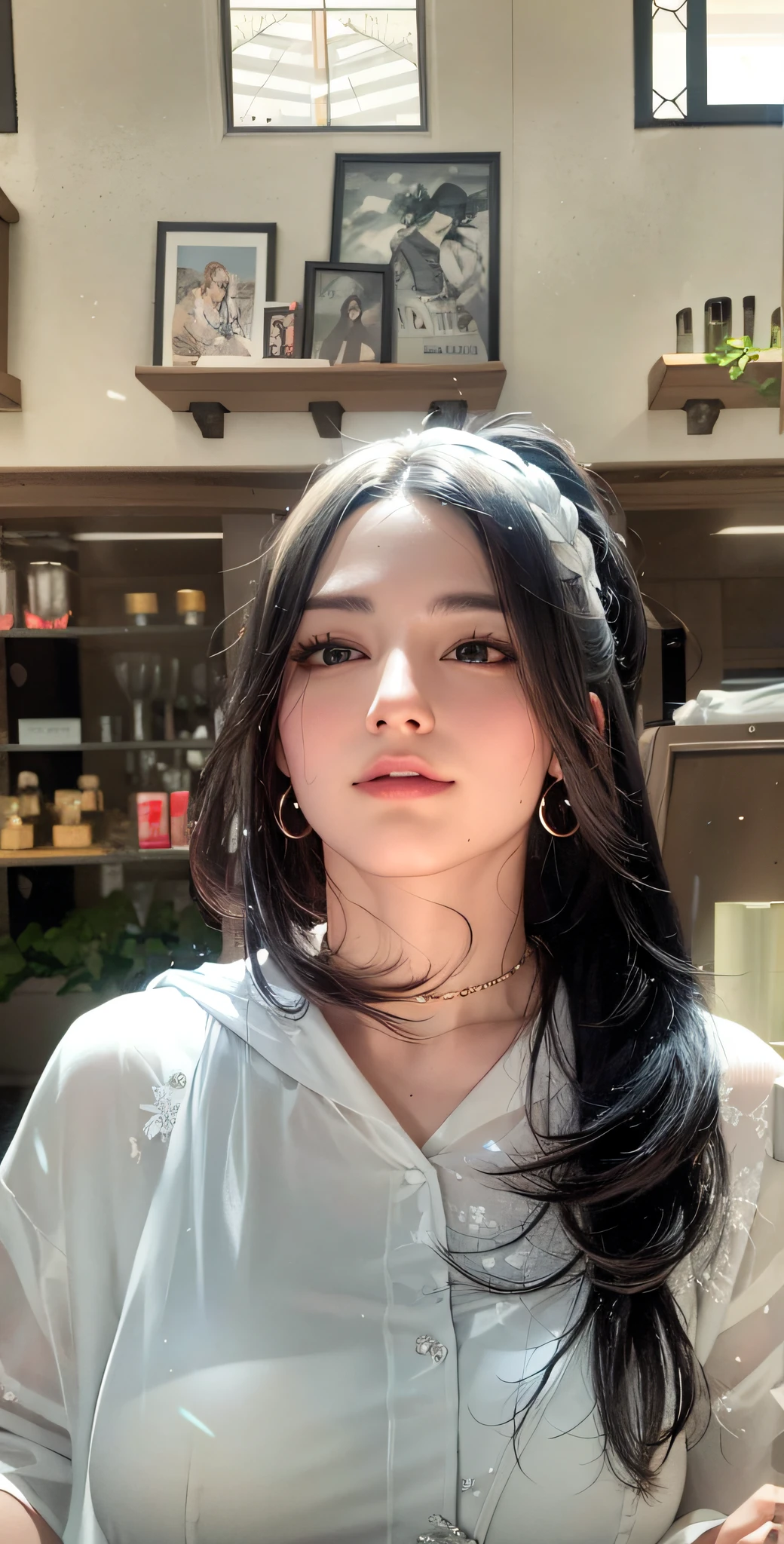 delicate, masterpiece, beautiful detailed, colourful, finely detailed,detailed lips, intricate details, (1 woman:1.1), (a gorgeous beautiful 30 age years old sexy korean woman:1.1),(kpop idol, korean mixed), (tied hair:1.1), (50mm Sigma f/1.4 ZEISS lens, F1.4, 1/800s, ISO 100, photograpy:1.1), large breast,(photorealistic:1.1), solo, looking_at_viewer, tall female, ,happy smile, from_front, earrings, slim_legs, skinny, thigh_gap, model, lens flare, choker,(hanbok+see-through silhouette, wedge heels:1.3), korean commentary, korean_street, korean_traditional_house,1boy, , squatting cowgirl position, vaginal, pov,