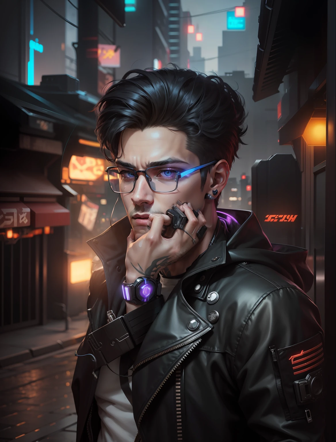 Change background cyberpunk handsome boy,realistic face, 8k, ultra realistic