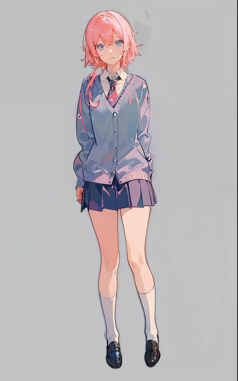 Anime girl in school uniform，Pink hair and black shoes, anime full body illustration, Beautiful Anime High School Girls, Realistic schoolgirl, full body portrait of a short!, Surrealism female students, made with anime painter studio, Magical school student uniform, Surrealism female students, !!Full body portrait!!, Cute anime girl, Full body illustration, Anime girl