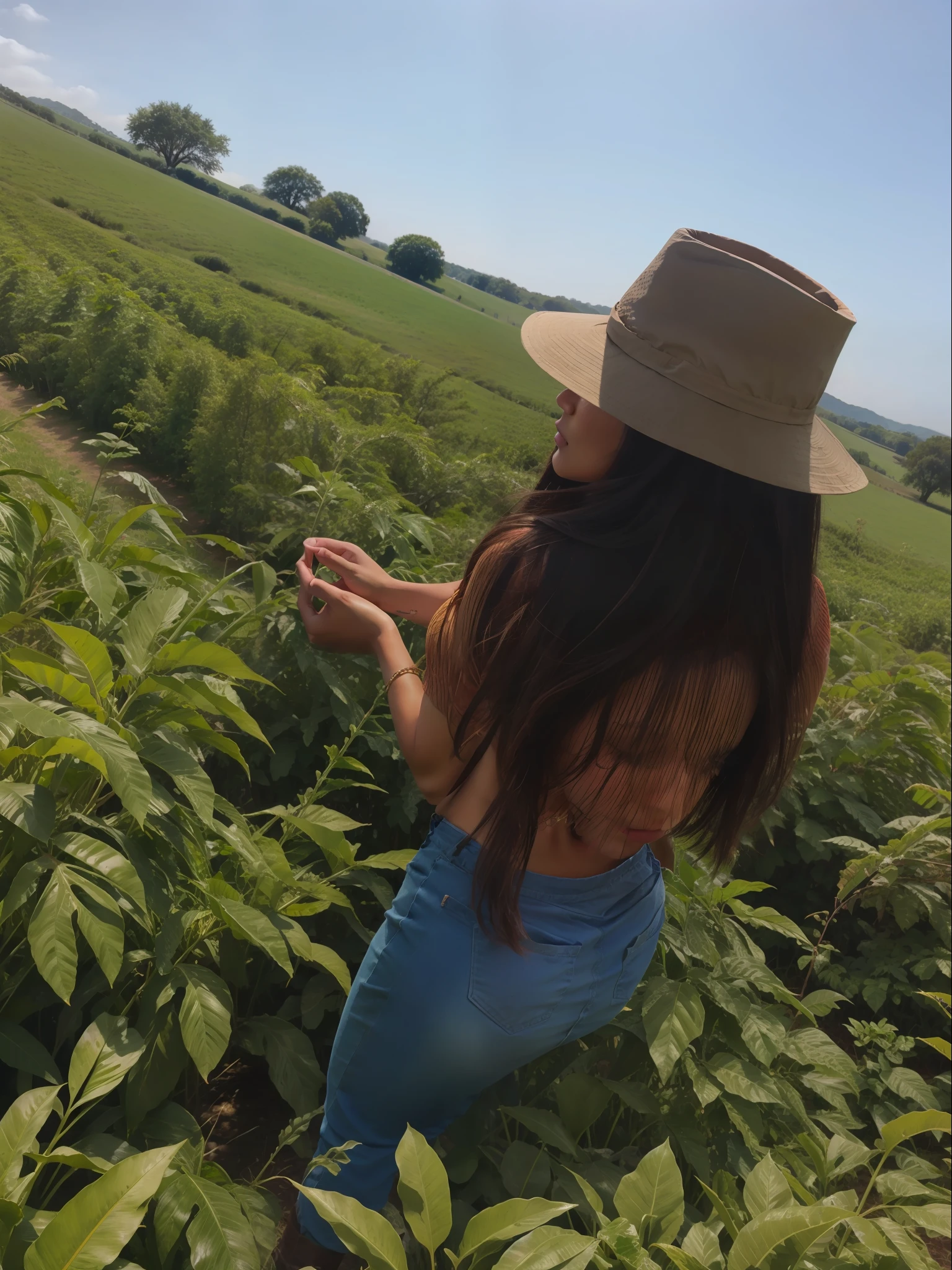 Mujer hermosa en el campo