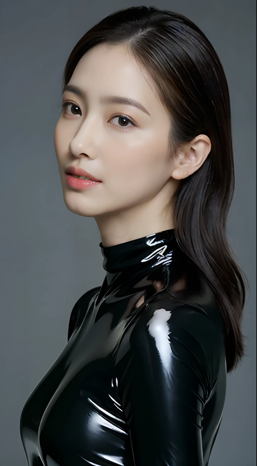 The highest image quality、超A high resolution、(真实感:1.4)、1girl in、delicate and beautiful face、Wearing a thin latex rubber suit with long sleeves