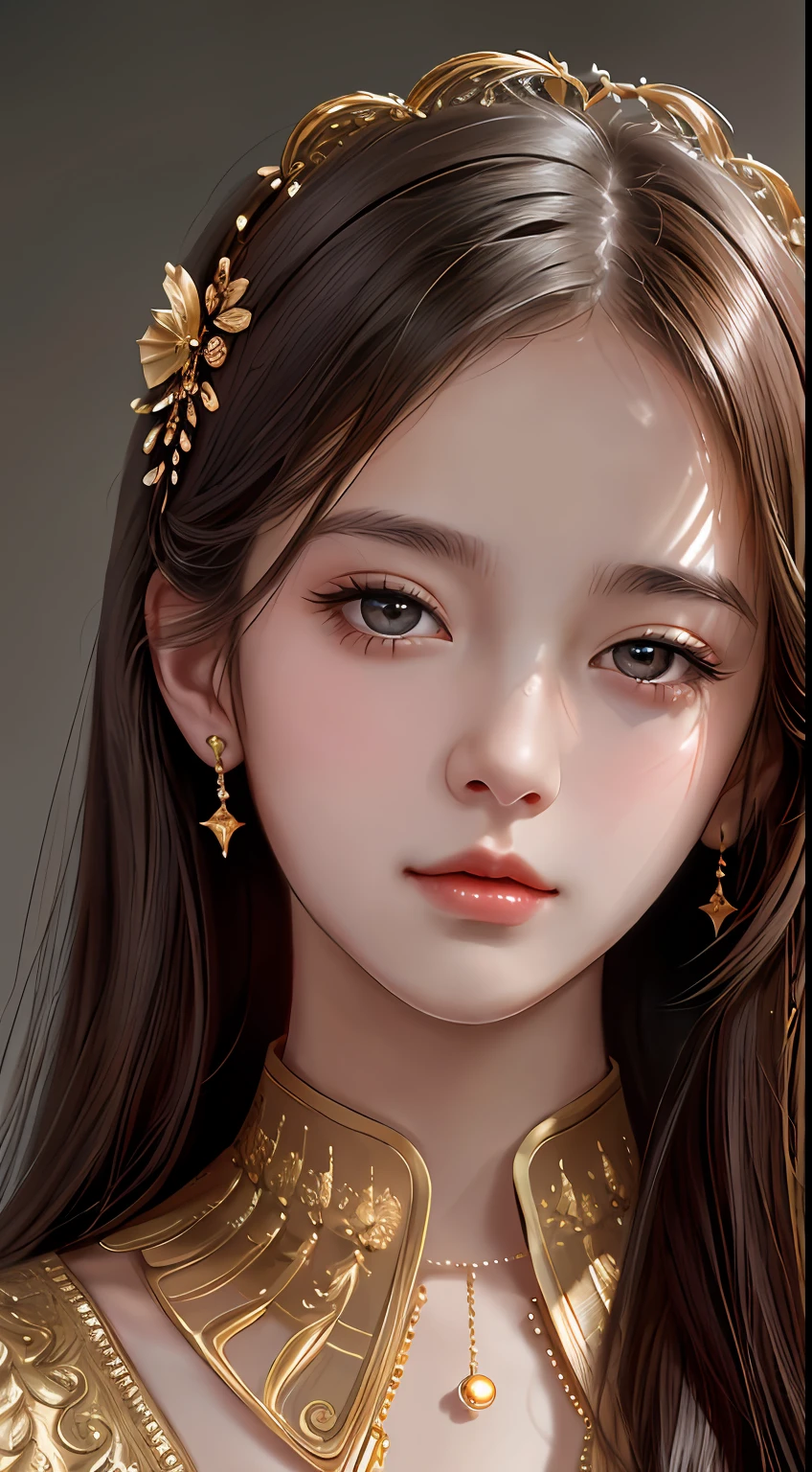 Best Quality, Masterpiece, Super High Resolution, (Realism: 1.4), Original Photo, (Real Skin Texture: 1.3), (Film Grain: 1.3), 1 Girl, Beautiful Eyes and Face Details, Masterpiece, Best Quality, Close-up, Upper Body, The zodiac art style