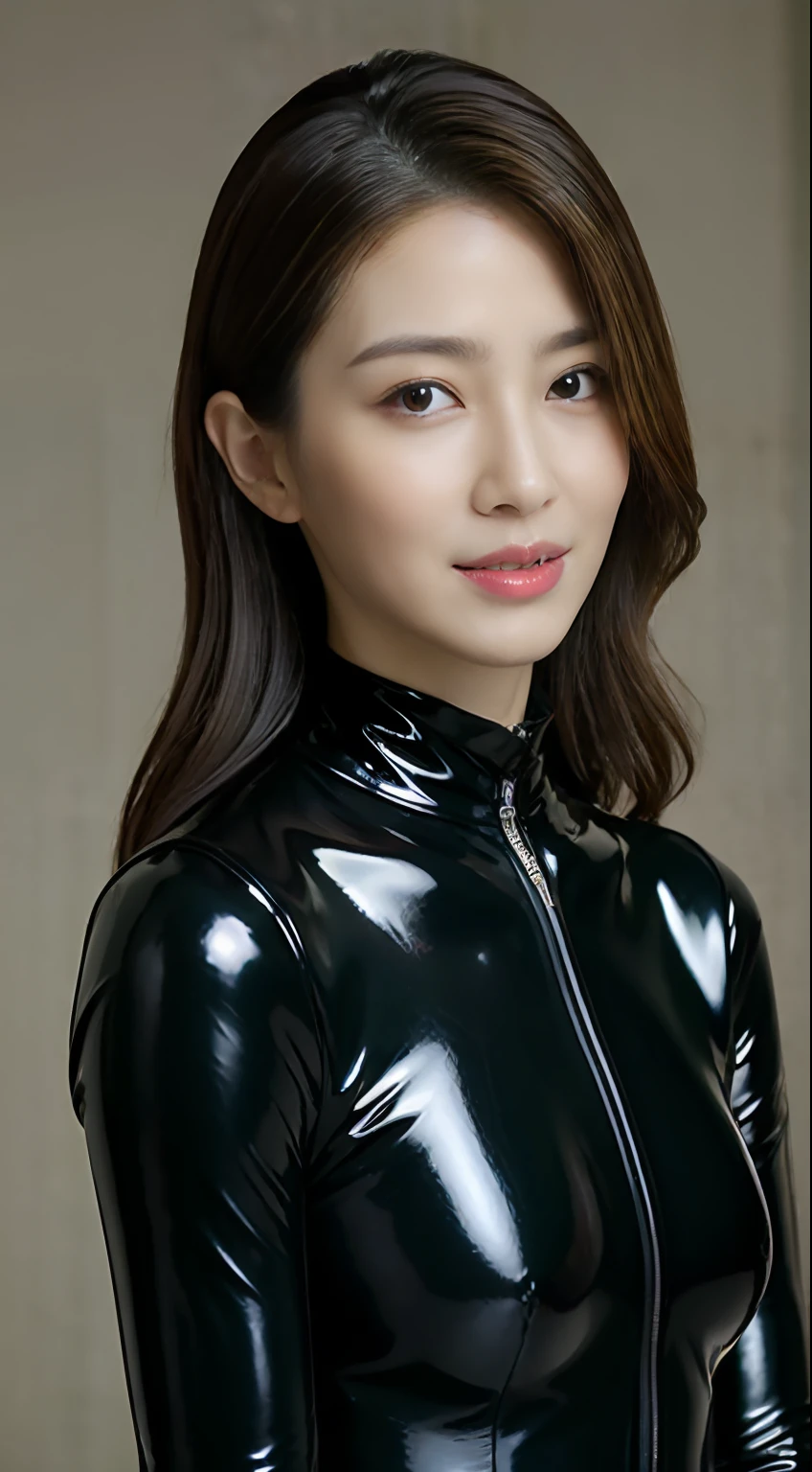 The highest image quality、超A high resolution、(真实感:1.4)、1girl in、delicate and beautiful face、Wearing a thin latex rubber suit with long sleeves