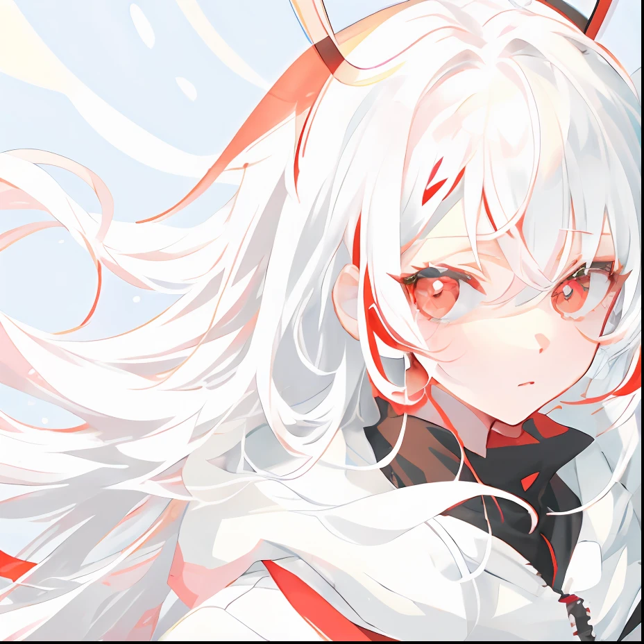 Anime girls with white hair and red eyes stare at something, anime visual of a cute girl, extremely cute anime girl face, cute anime face, Soft anime illustration, Cute natural anime face, luminous red eyes, Perfect white haired girl, Detailed anime soft face, Beautiful anime face, Girl with white hair, Anime girl with long hair, pretty anime face, white haired Cangcang