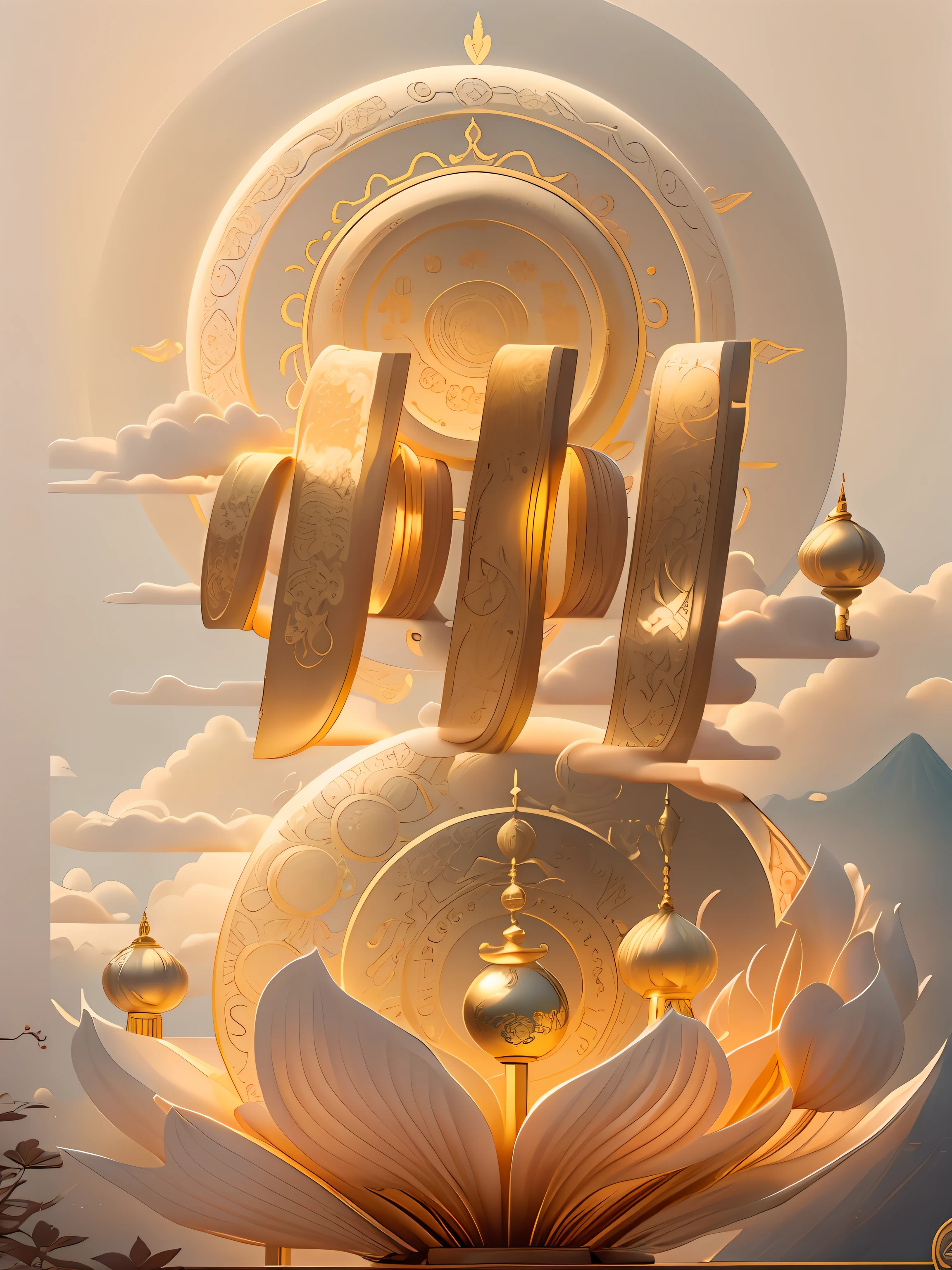 American character at the top of the background,simple backgound(Santan Seal Moon,Leifeng Tower,West lake,lotuses),ultra - detailed,high qulity,filmposter, Ray traching,Beautiful Chinese style,Golden curves