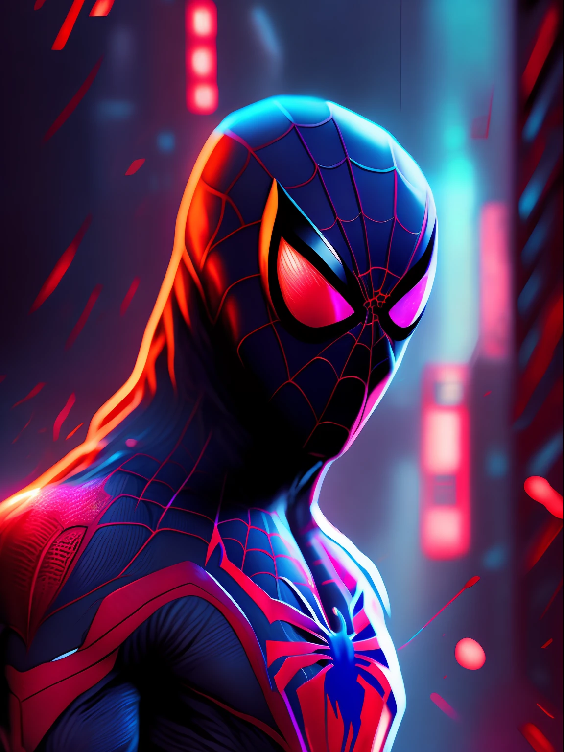 Spider-Man, cyberpunk, 8K.