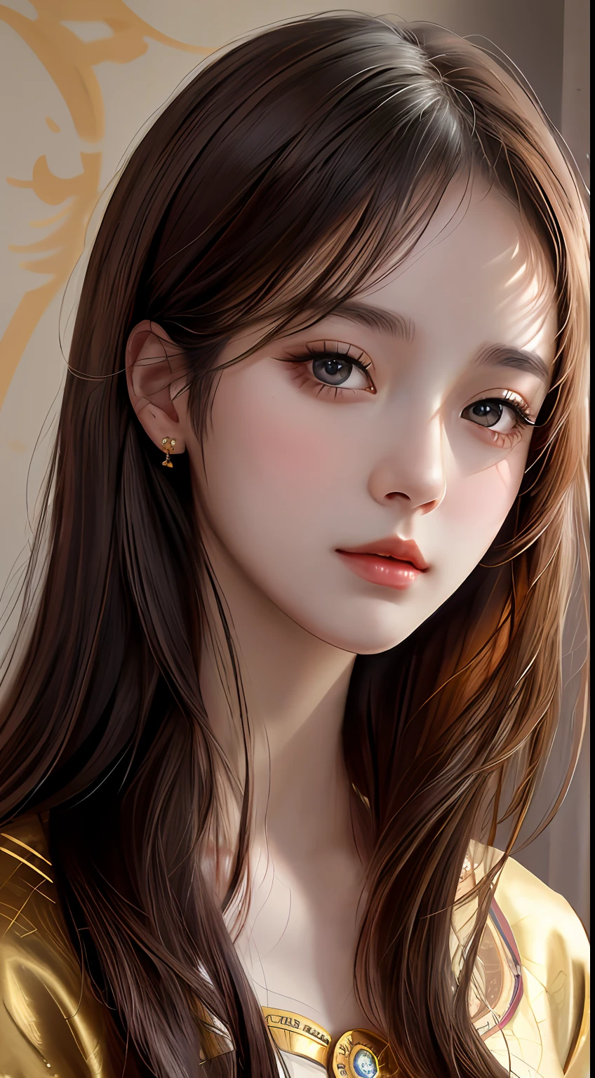 Best Quality, Masterpiece, Super High Resolution, (Realism: 1.4), Original Photo, (Real Skin Texture: 1.3), (Film Grain: 1.3), 1 Girl, Beautiful Eyes and Face Details, Masterpiece, Best Quality, Close-up, Upper Body, The zodiac art style