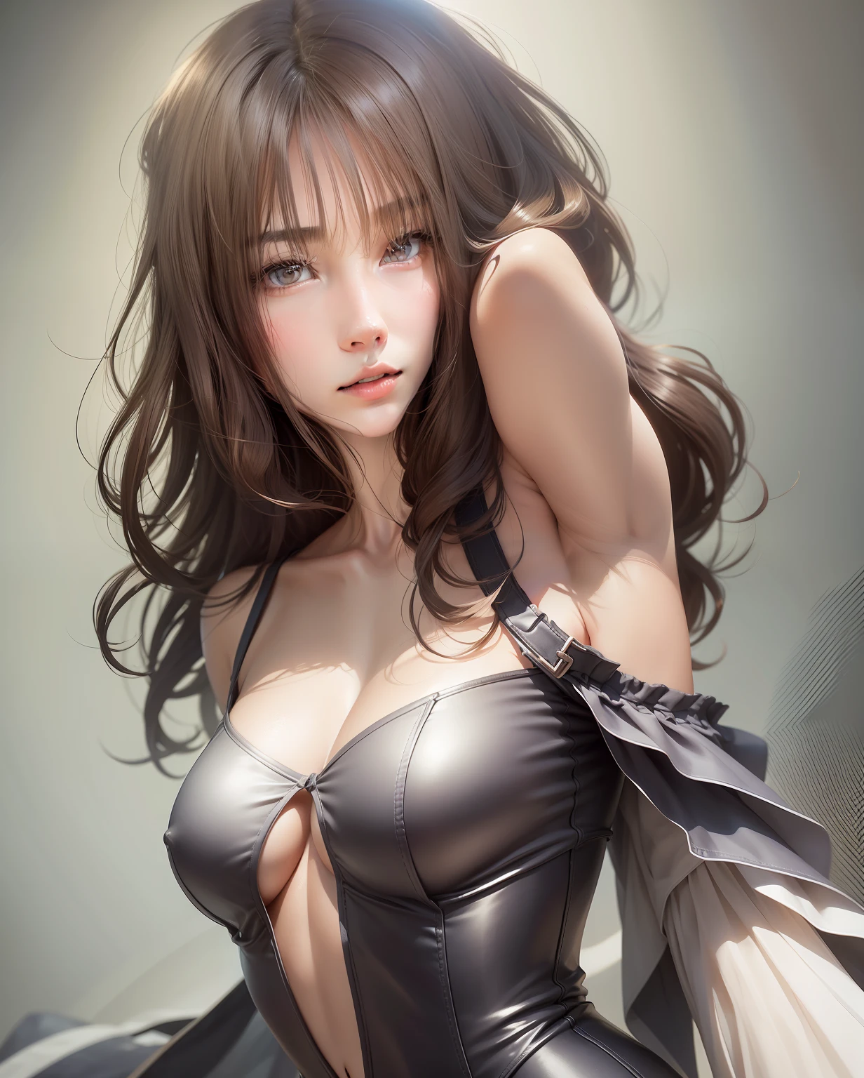 doress、(Photorealsitic:1.4)、(hyper realisitic:1.4)、(realisitic:1.3)、(Smooth lighting:1.05)、(Improved lighting quality in movies:0.9)、32K、1girl in、20 years girl、Realistic lighting、Back lighting、Facial light、raytrace、(brightened light:1.2)、(enhanced quality:1.4)、(Top quality real texture skins:1.4)、finely eye、finerly detailed face、Fine quality eye、(Tired, sleepy and satisfied:0.0)、(enhance body line mood:1.1)、(Increase the beauty of skin texture:1.1)、