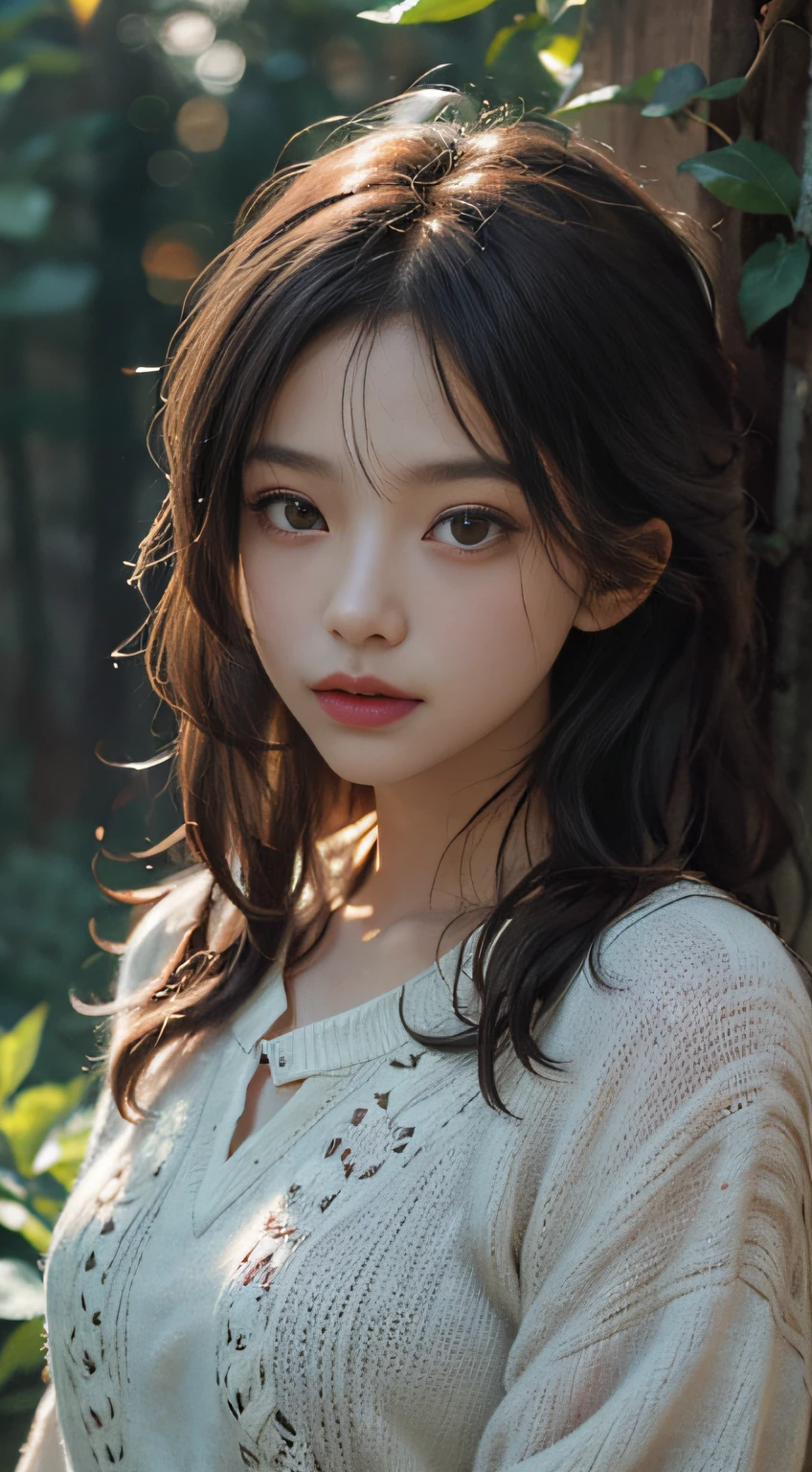 ln the forest，hillside，Quiet，Rustic，High-definition detail、hyper-detailing、cinematic ligh、ultra-realistic realism、Soft light、Deep field focus bokeh、