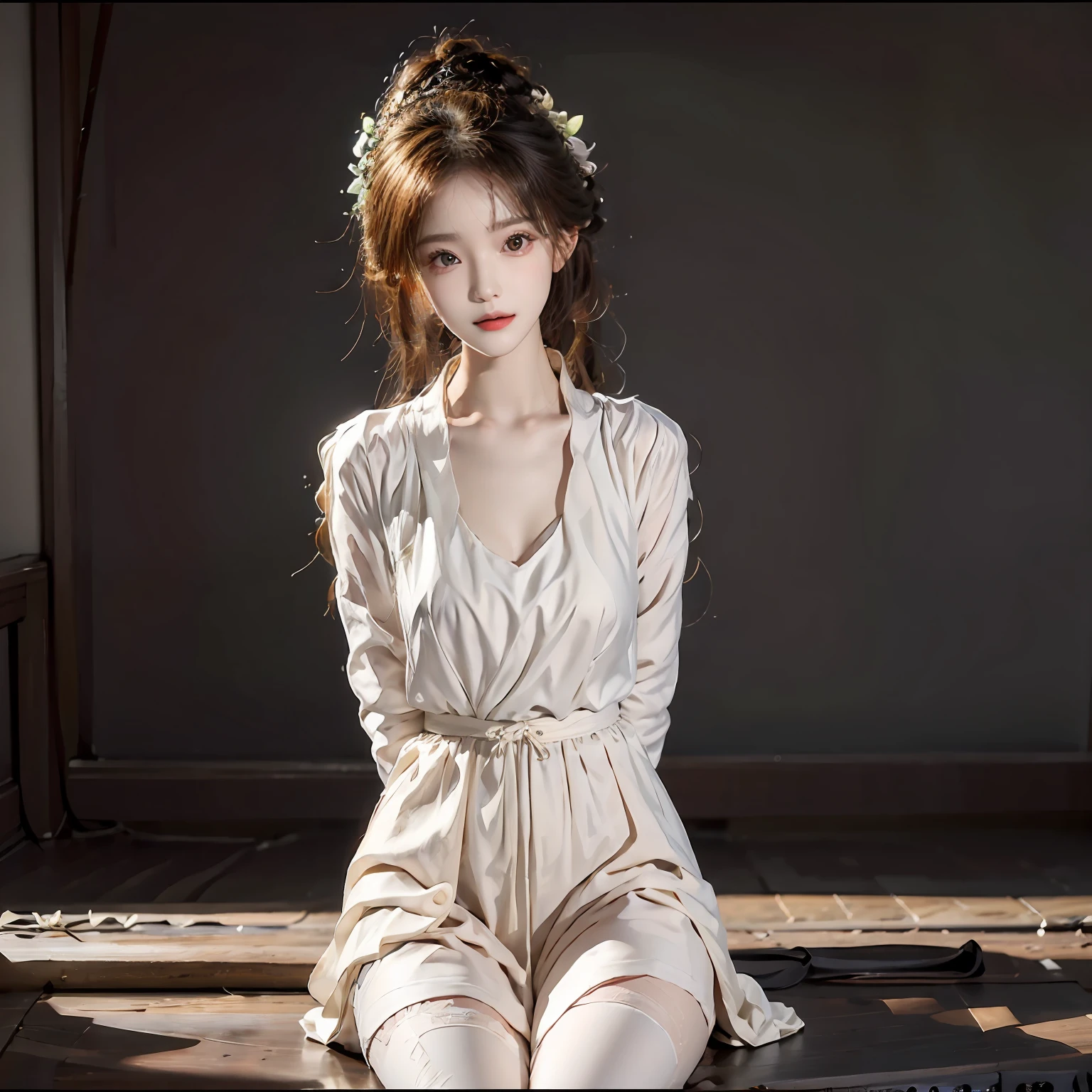 Bright backlight,mediuml breasts,超高分辨率,best qualtiy,photore,4k,(realisticlying:1.2),1girll,Congruent,Long legs,