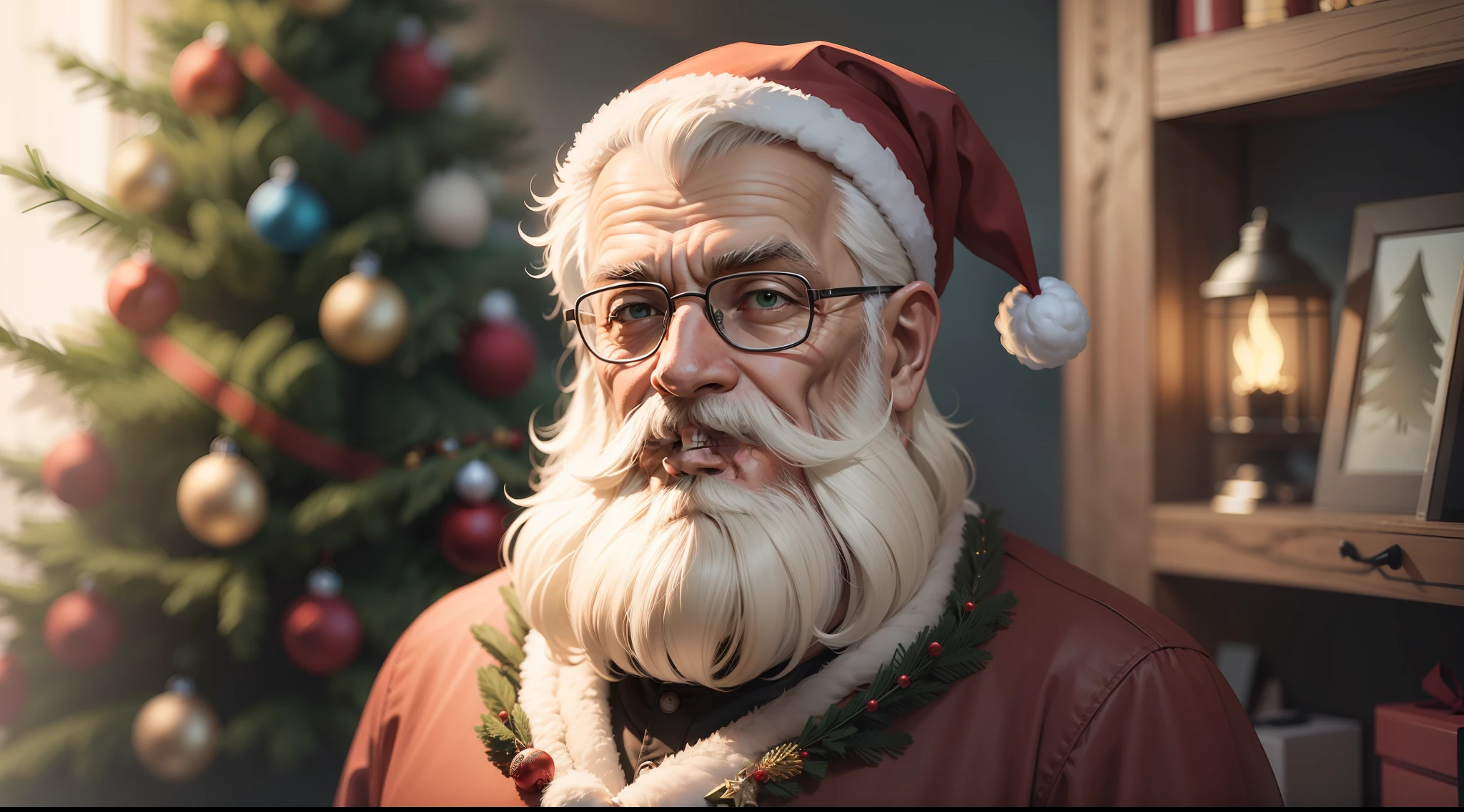 PERSONAGEM HOMEM VELHO PAPEI NOEL BARBA BRANCA, ALEGRE, Christmas Trees, 2D, 8K