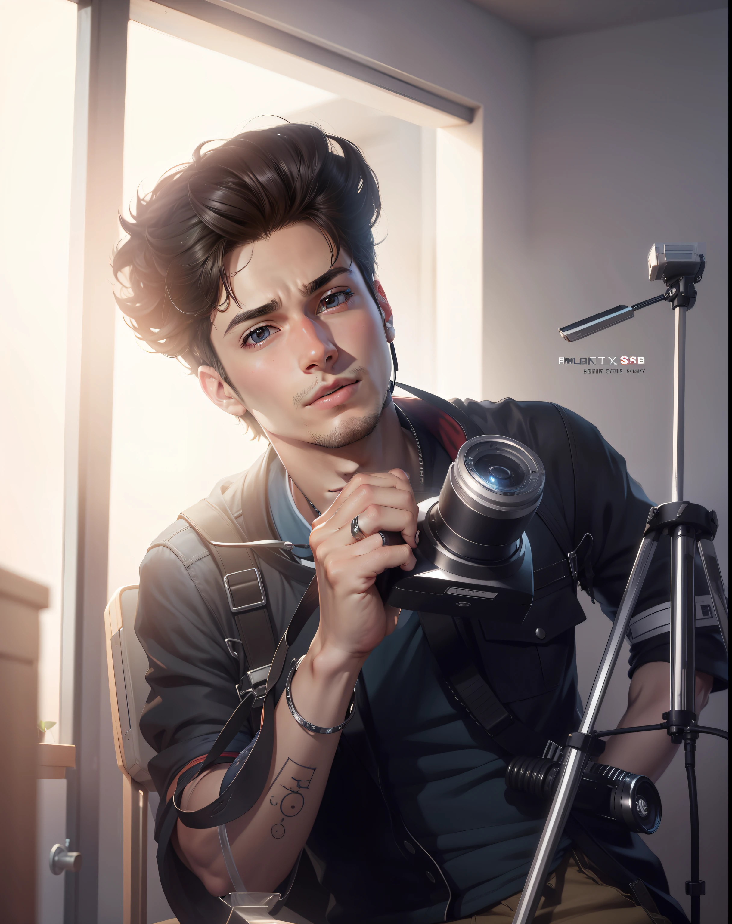 Anime,smartboy,8k,realistic face,cute