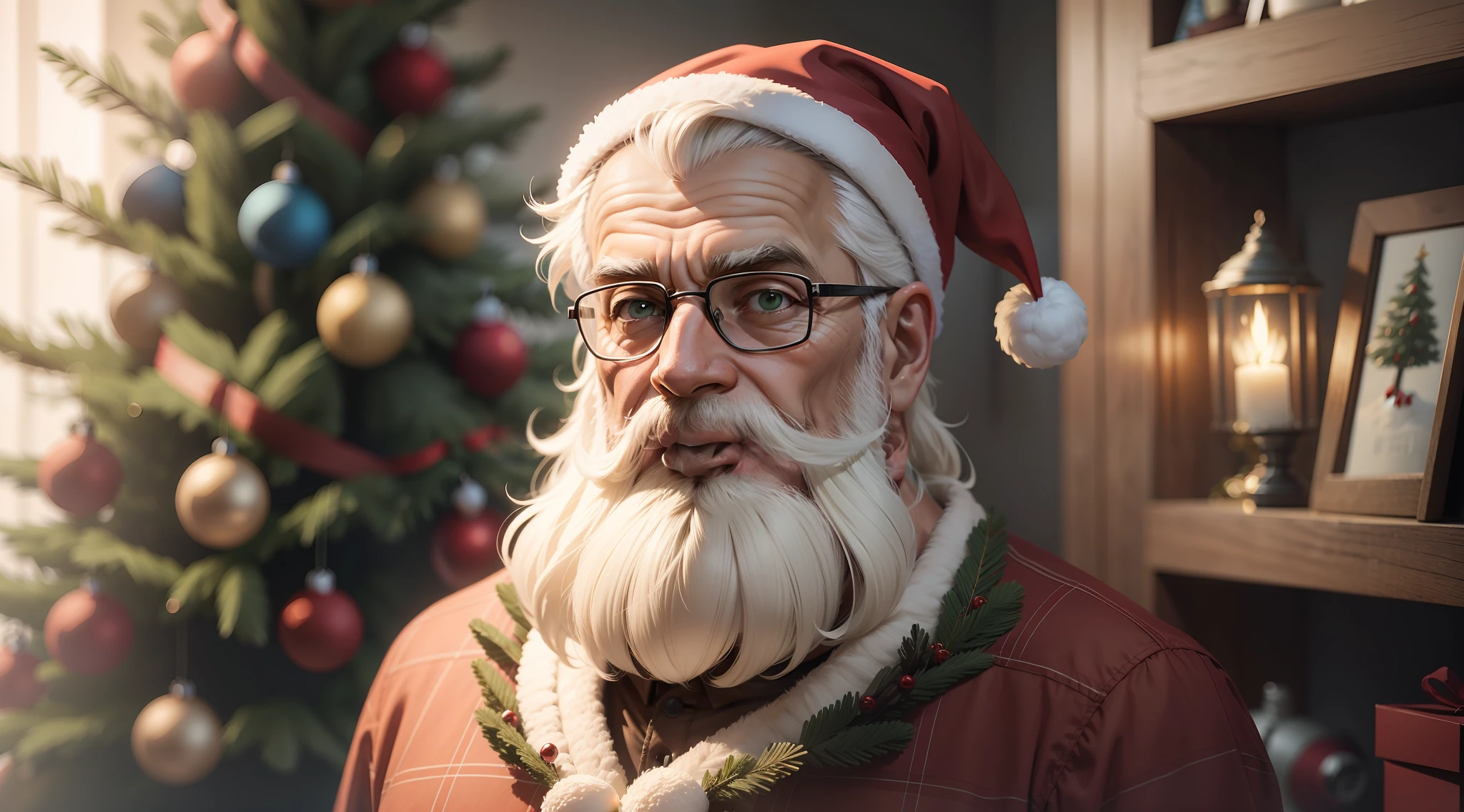PERSONAGEM HOMEM VELHO PAPEI NOEL BARBA BRANCA, Christmas Trees, 2D, 8k