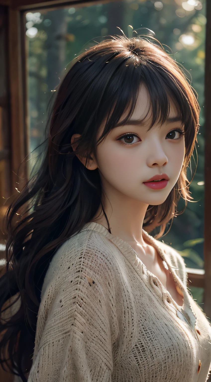 ln the forest，hillside，Quiet，Rustic，High-definition detail、Hyper-detailing、cinematic ligh、ultra-realistic realism、Soft light、Deep field focus bokeh、