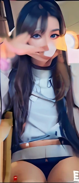 Close-up of a girl, With long hair, her hair is long and straight, extremely high quality, , straight dark-hair, tiktok video, Long-haired girl, long and straight hair of brown color,, pokimane, split screens, with long black hair, Her hair is white