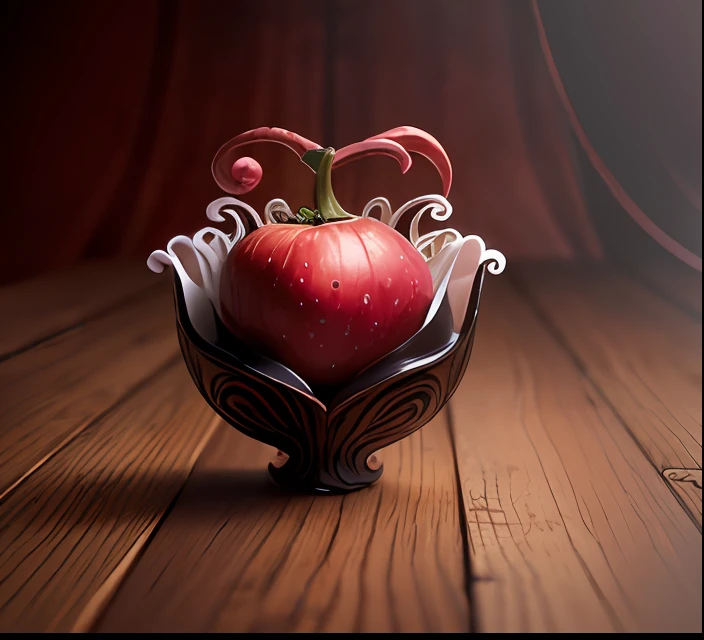 still-life，Devil Fruit，Wooden background, conceptual art, macro photograph, kanon, Super detail, High details, Best quality