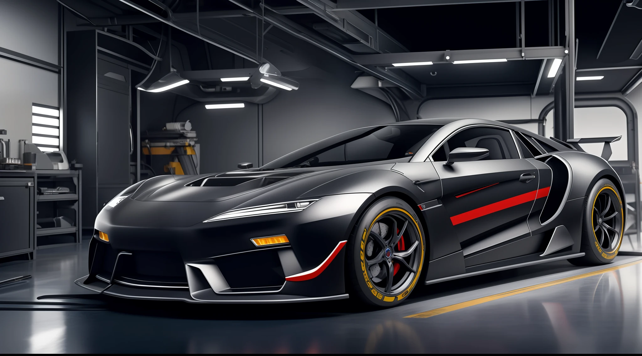 photorealism, cute mechanic girl, short haircut, repairing a futuristic car, carbon fiber,
high detail, 32k, high-quality rendering of the whole body, Full HD, poster, expressive eyes, rich colors, full-length,