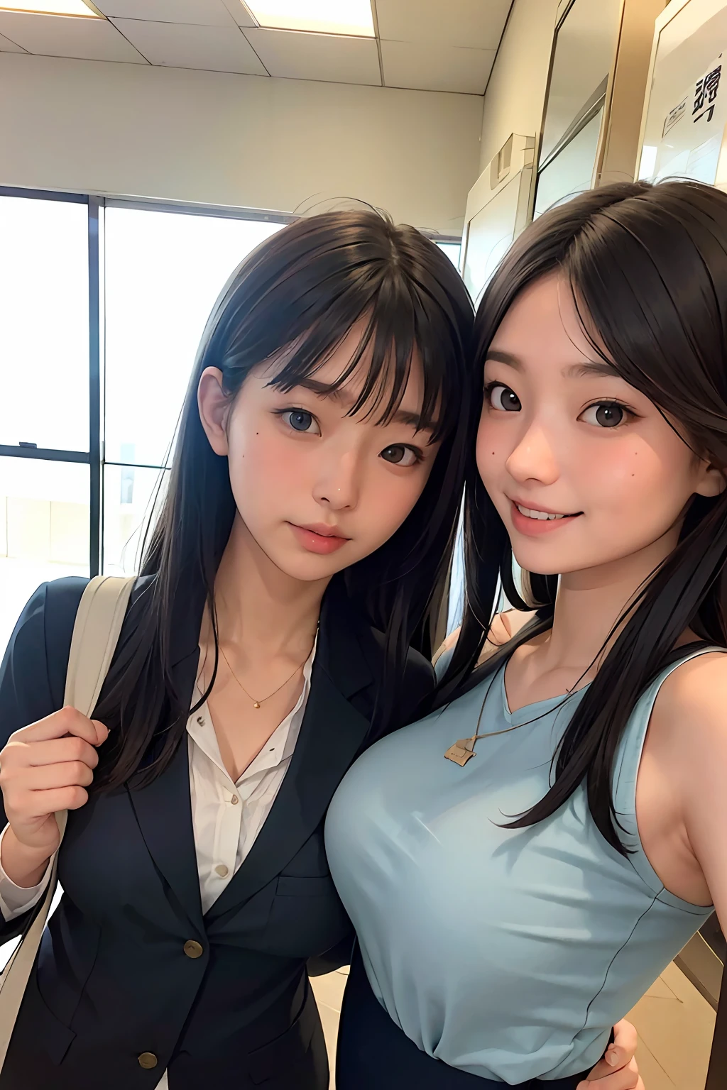 A dark-haired High school students japanes 校服 realisitic