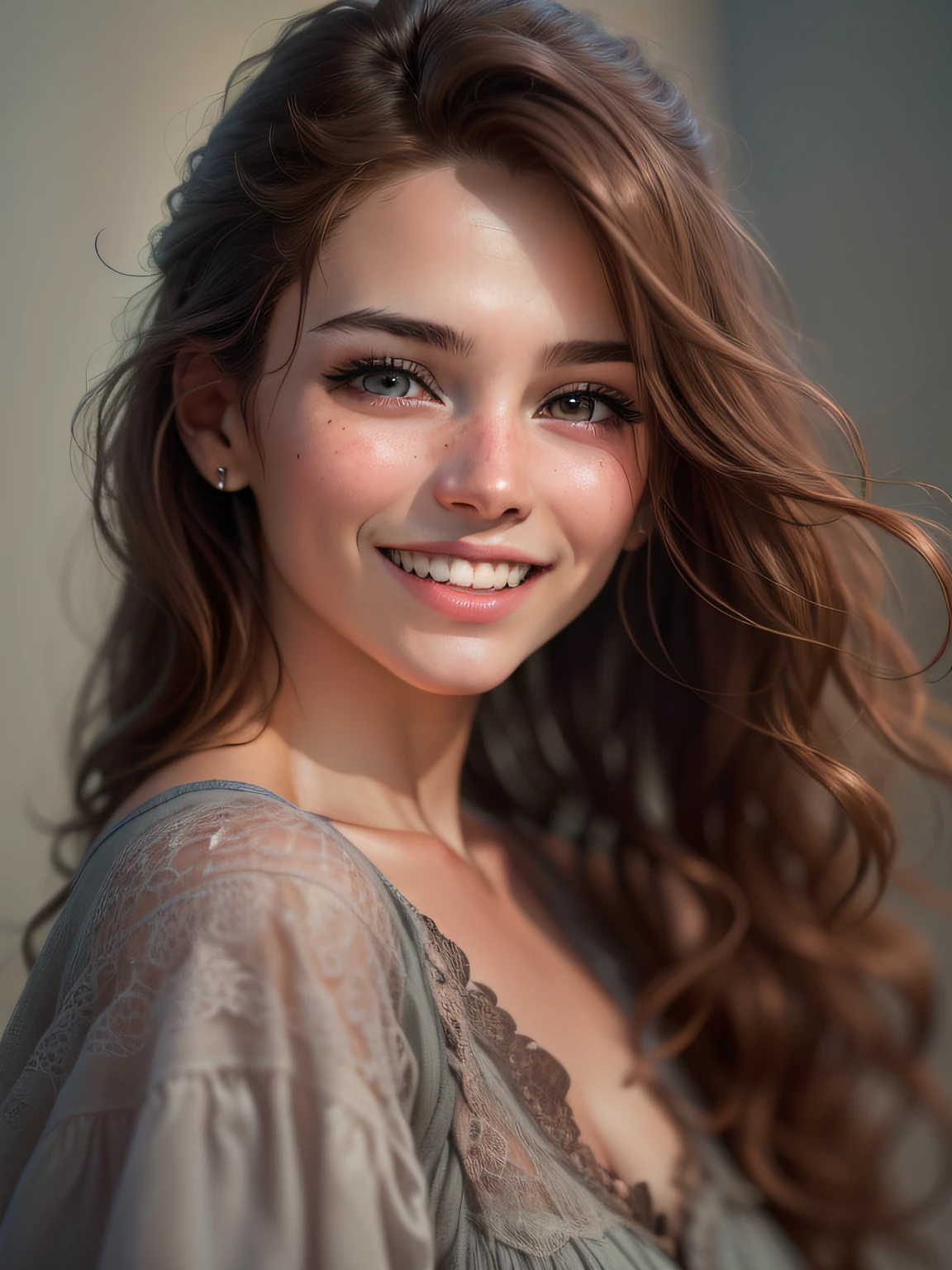 Beautiful girl photographer, smiling at the viewer, brown-hair, brown eye, (8K, photo in RAW format, beste-Qualit, tmasterpiece:1.2), Ultra-detailed, (high-detailed skin:1.2), 8K UHD, DSLR camera, soft-lighting, hiquality
