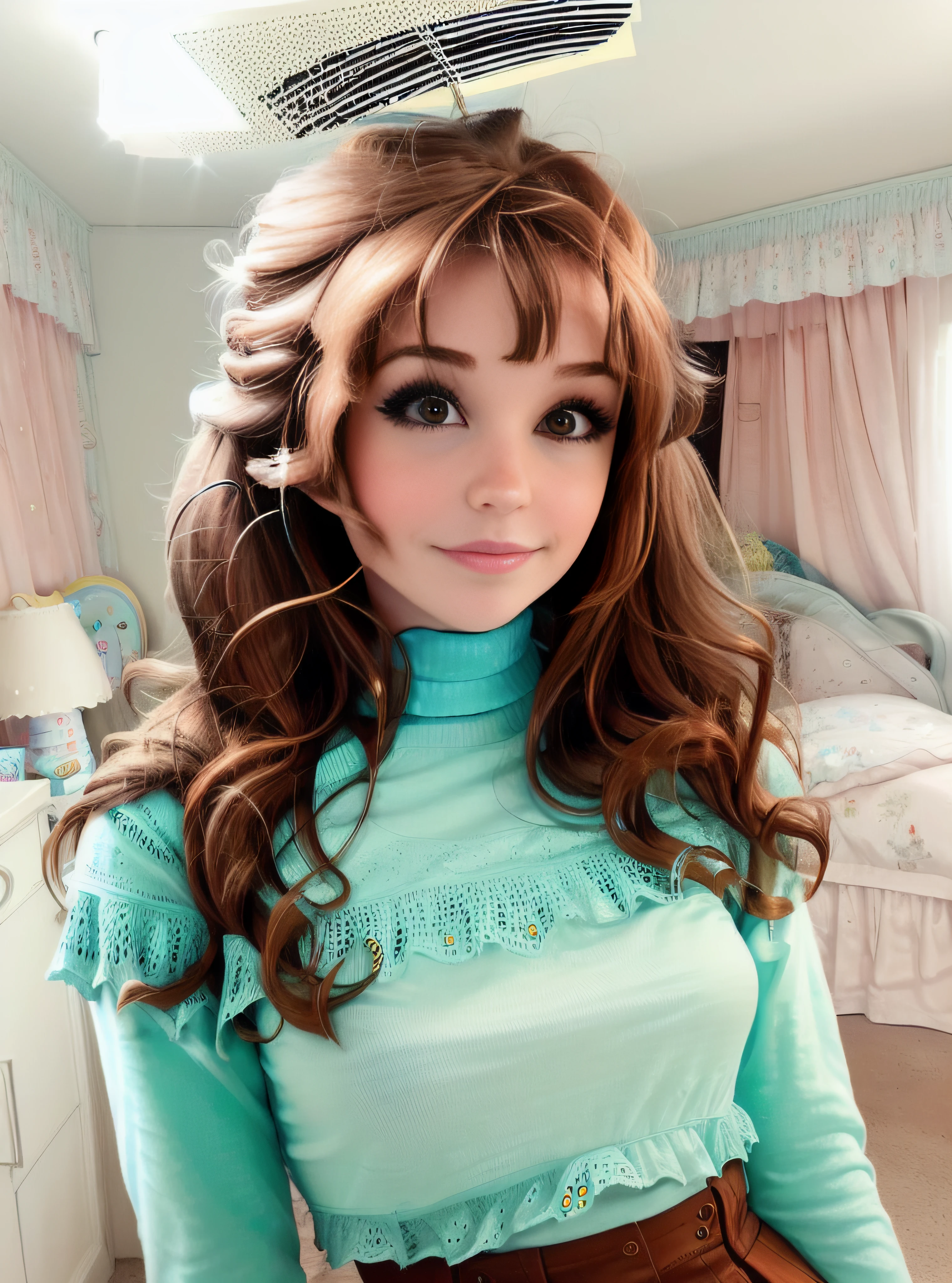 A woman with brown hair posing to the camera