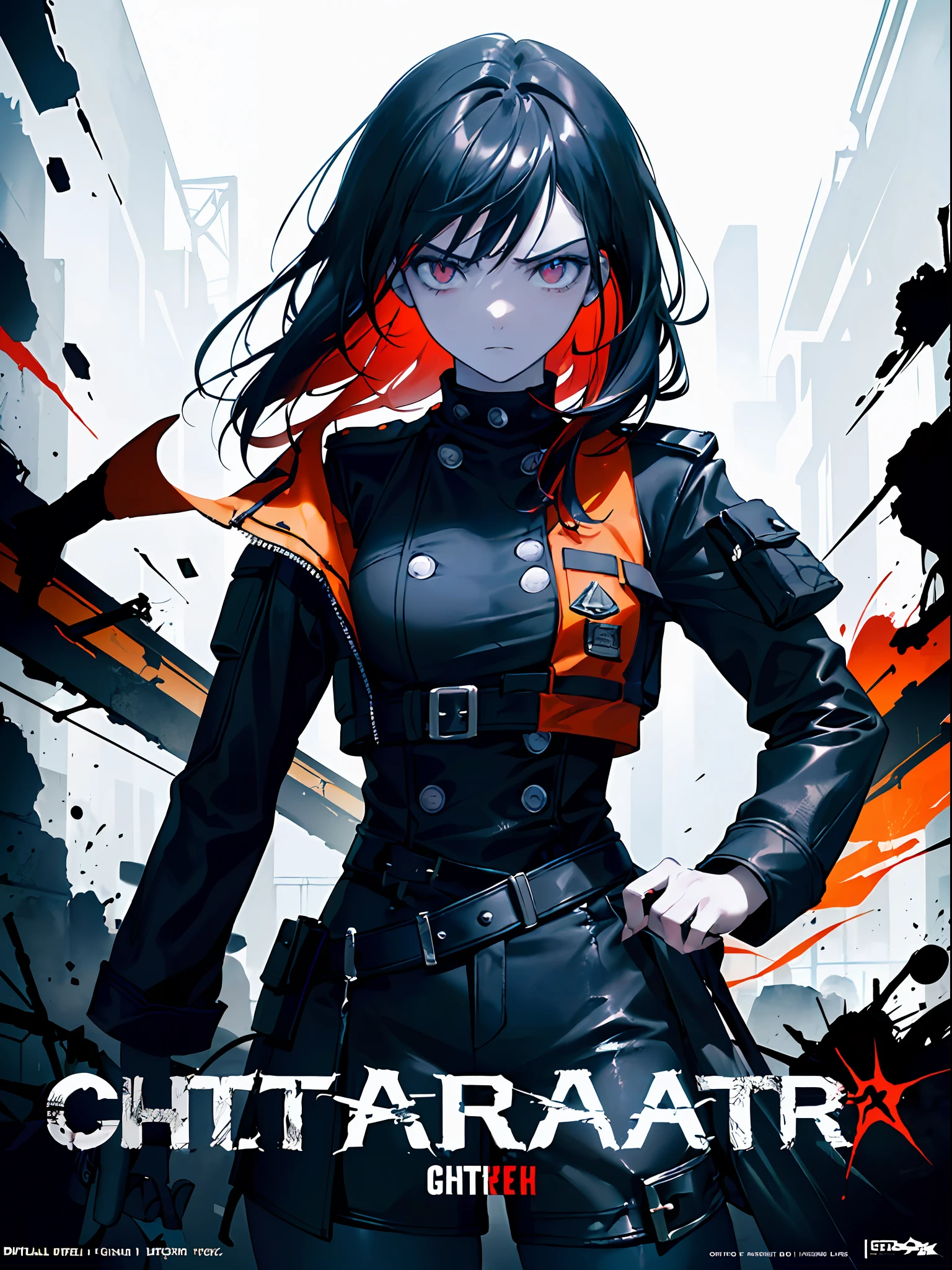 ((((dramatic))), (((gritty))), (((intense))) film poster featuring a young woman as the central character. She stands confidently in the center of the poster, wearing a stylish and edgy outfit, with a determined expression on her face. The background is dark and gritty, with a sense of danger and intensity. The text is bold and attention-grabbing, with a catchy tagline that adds to the overall feeling of drama and excitement. The color palette is mainly dark with splashes of vibrant colors, giving the poster a dynamic and visually striking appearance,tachi-e