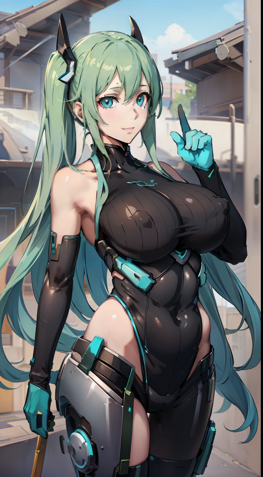 Hatsune Miku, large full breasts、A slight smile、owtech, top-quality,