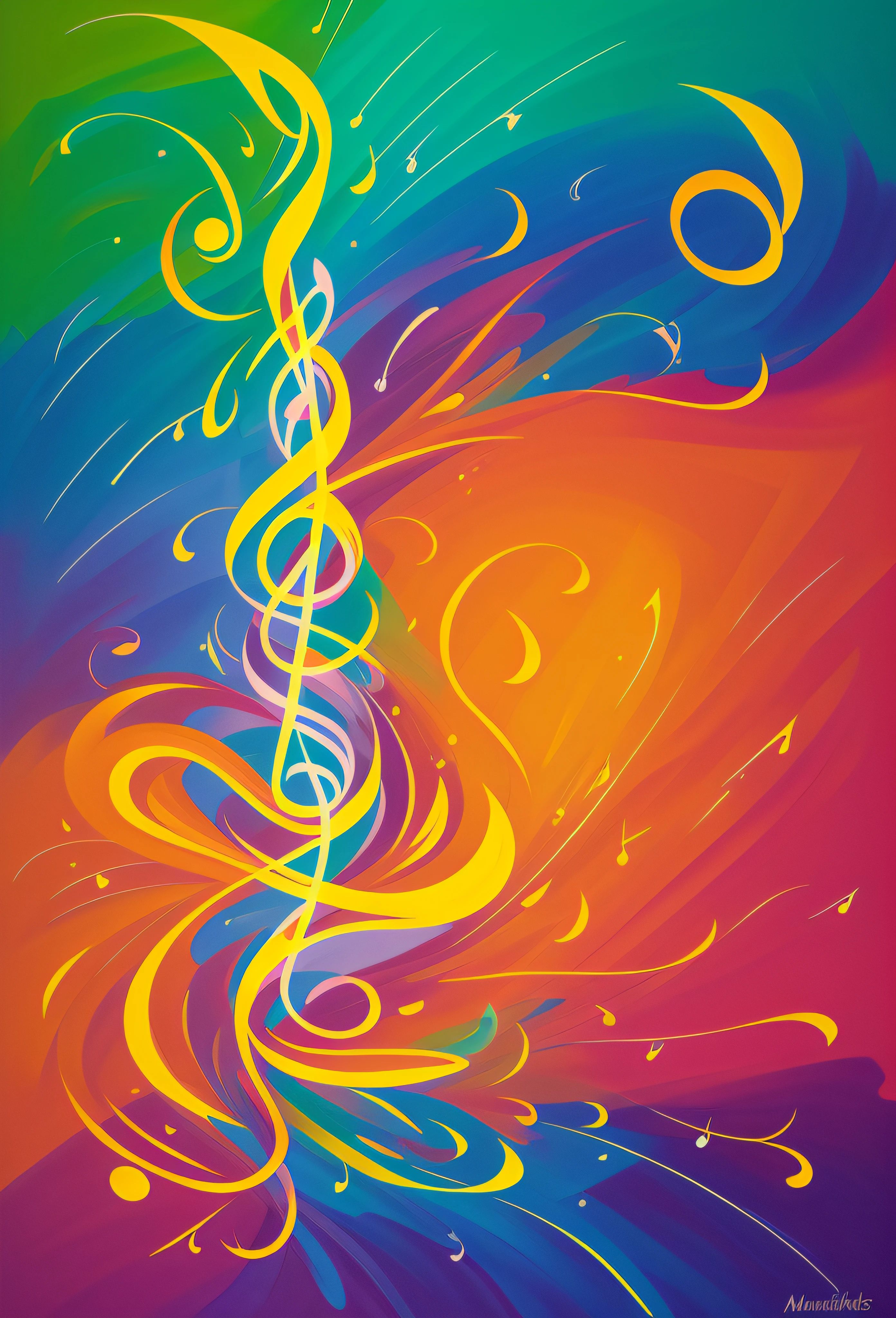musical note，Luminous design，pastelcolor，Ink drops，Autumn lights，Dripping paint，oil painted，Abstract beauty，Heavy strokes