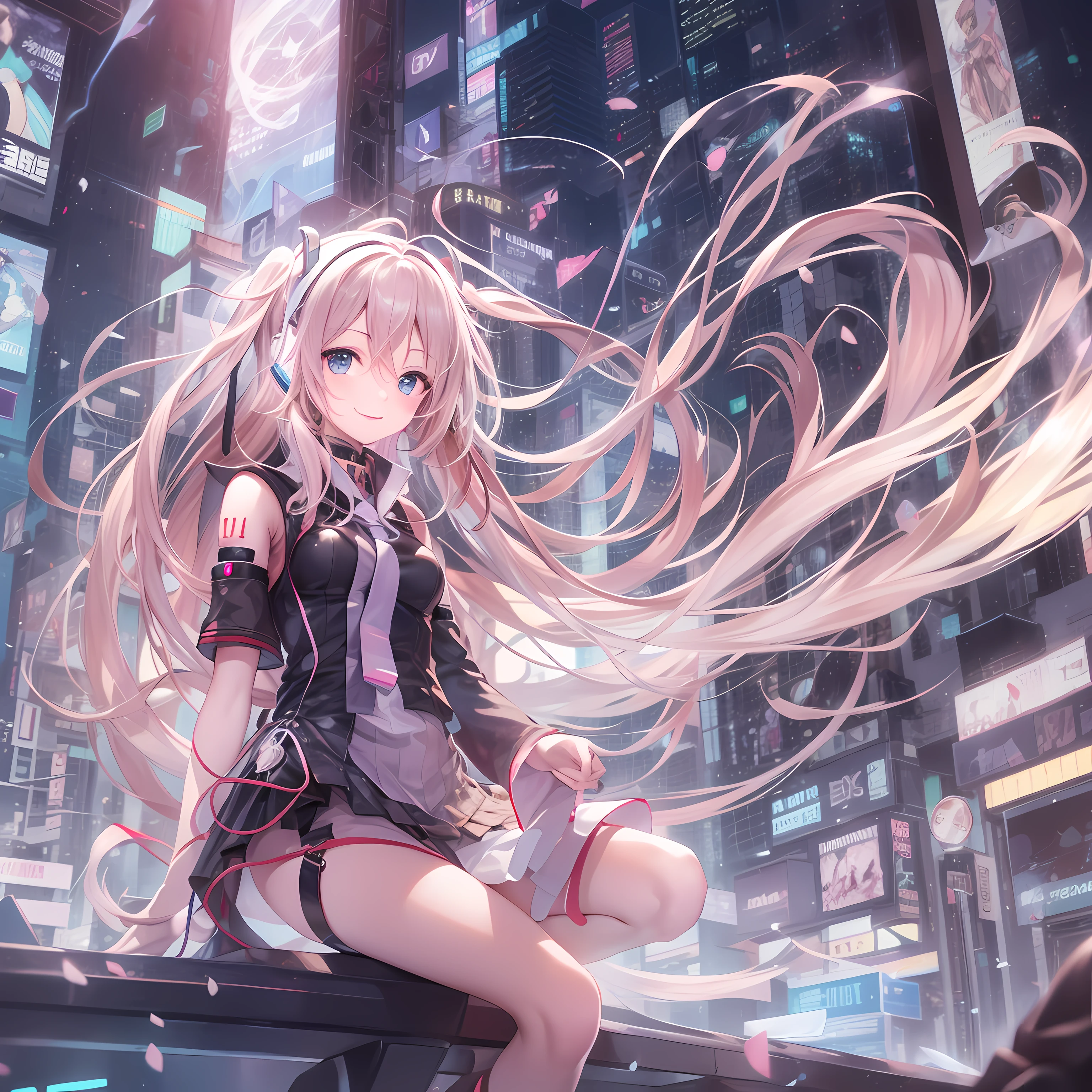 IA、Vocaloid、A wistful smile、Light Effects、Make your upper body look bigger、kosmos、high-detail、Hand high and fine