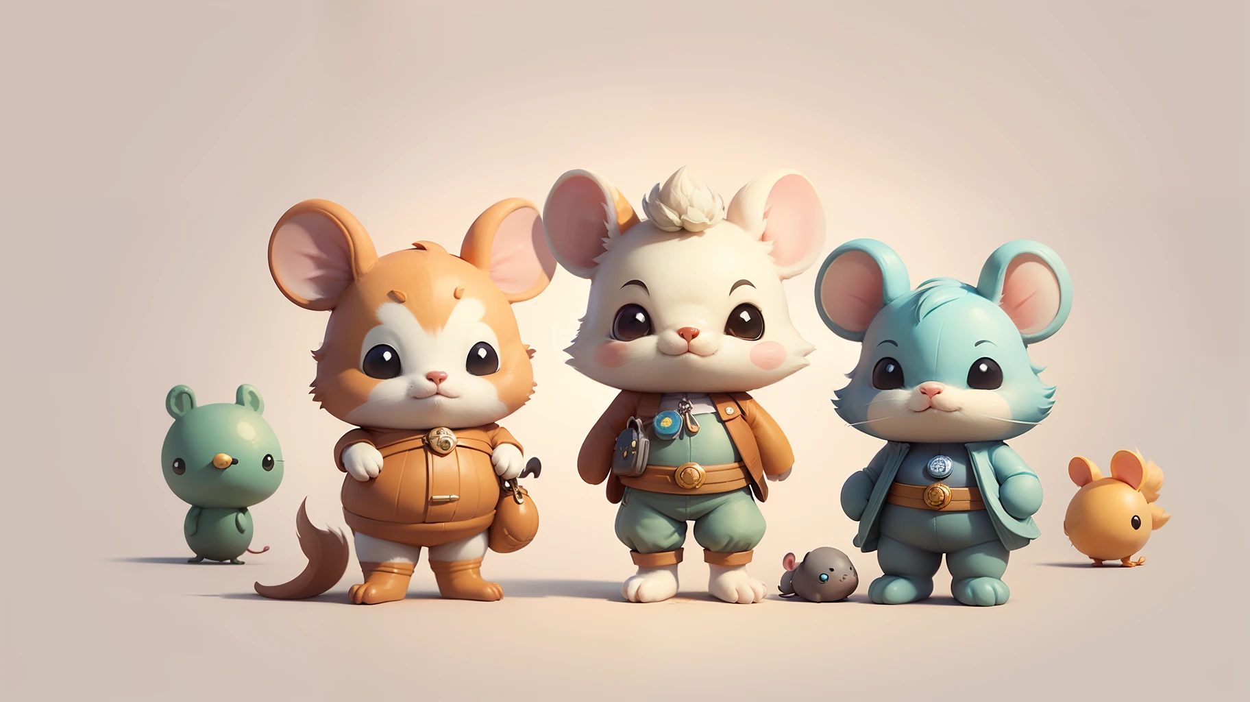 "Imaginative concept art of a cute creature inspired by Lora, with the appearance of a mouse and dressed as a policeman. (CuteCreatures tag weighted at 0.9)", clipart, 5 in one