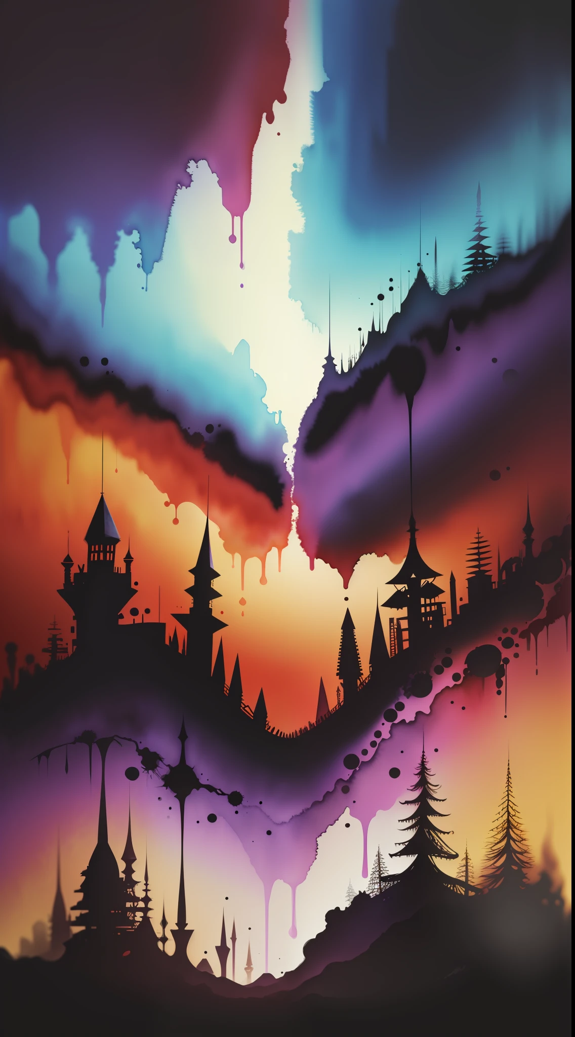 3d watercolor abstract,dark background,high resolution,high quality,colorful