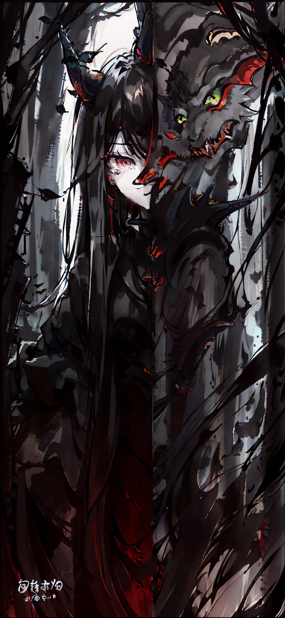 The background is changed to a dark abyss,There is a dragon