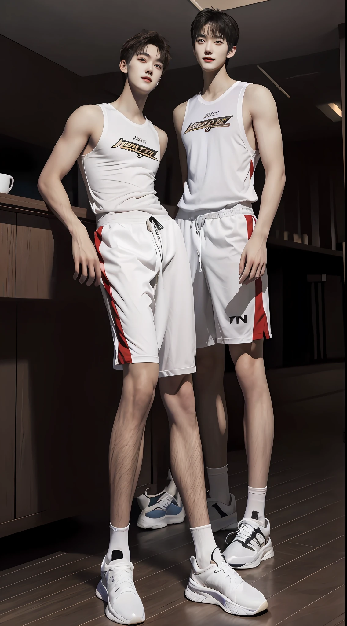 (A lovely Shota:2),(full bodyesbian:2),(Heads-up view),malefocus,looking at viewert,16 yaers old,Awl face,Tall,(Tall guy:2),Super tall,(Height 300 cm:2),Excellent body proportions,(Slender slender legs:2.5),Slender feet,small heads,(Lovely and pretty:2),(The face of an anime man),(Very detailed beautiful face and eyes:2),(Big bright eyes:1.2),Sharp eyeliner,Clear and beautiful face,with short black hair,(Correct facial features),(tilts your head:1.5),(having fun,grinning smile),(Short sleeves for men:2),shorter pants,Muscle firming,(Wide shoulders and narrow waist:2),Sports men's socks,Basketball shoes,Detailed muscle texture,Highlights muscle structure,Have in the living room,(sitted:4),(full length shoot),Stay away from the lens,Show full body surrealism, (Photorealistic detail), Incredible accuracy, lifelike textures, masterful technique, Jaw-dropping precision, artistic dedication,(anatomy correct),exquisite detailing,Best quality,stunning masterpiece,CG