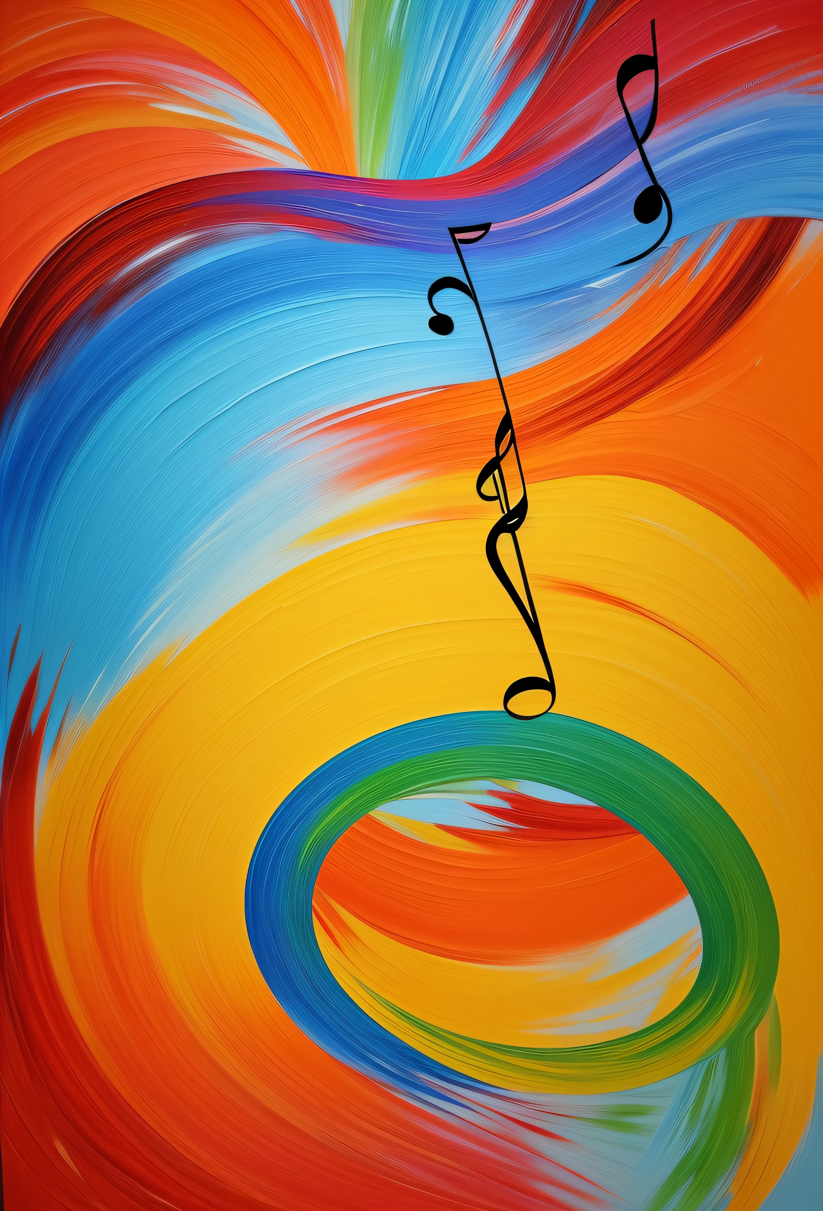 musical note,Dripping paint,oil painted,Abstract beauty,Heavy strokes