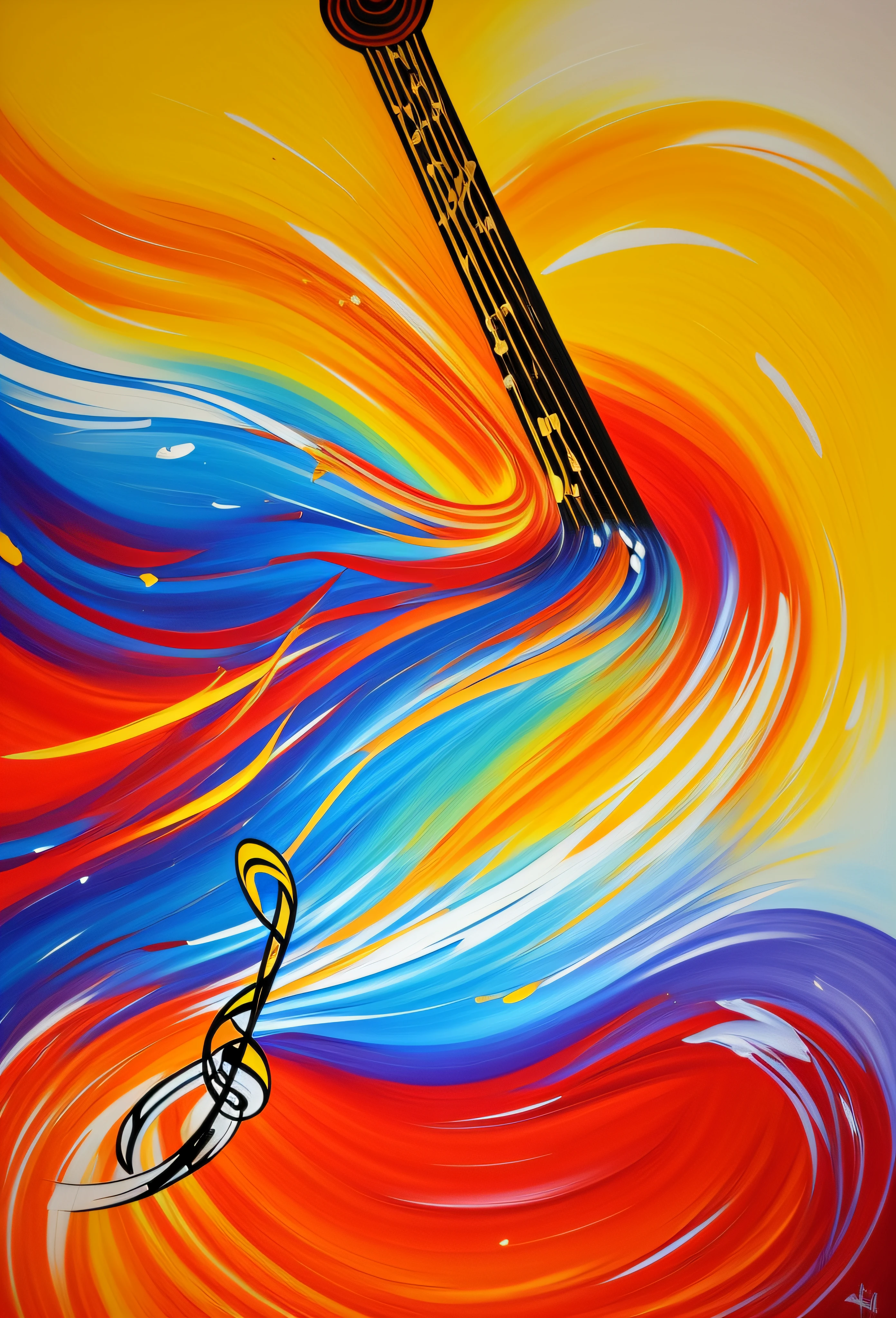 musical note，Dripping paint，oil painted，Abstract beauty，Heavy strokes,Thick oil