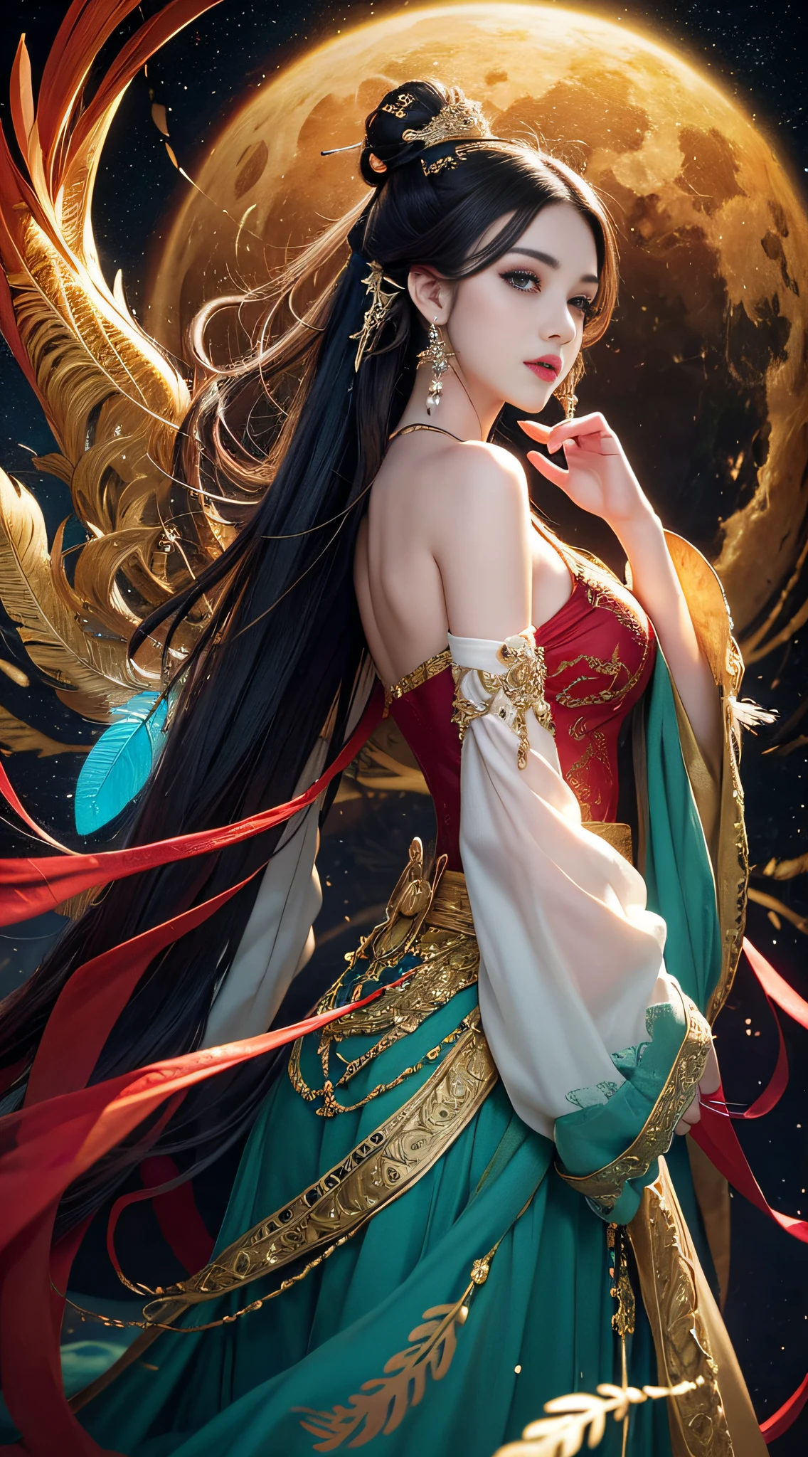 Er Jie, a girl with a smooth and dynamic posture, wearing a loose and flowing pink dress, with a mysterious expression and curly black pink hair, [Zhang Ziyi|Aishwarya Rai], bold and colorful abstract art in a modern and abstract environment, blurred background, bright lights, official art, Unity 8k wallpaper, (zentangle, mandala, tangled, tangled), intricate clothes, mid-style (whole body, from all directions, masterpiece, top quality, best quality, official art, Beauty and aesthetics: 1.2), very detailed, (fractal art: 1.1), (color: 1.1) (flowers: 1.3), highest detail, (zentangle: 1.2), (dynamic pose), (abstract background: 1.3), (shiny skin), (multiple colors: 1.4), (feathers: 1.5), dynamic angle, most beautiful chaotic forms, elegant, fauvist design, bright colors, romanticism, dark style beautiful princess of the underworld spooky bad smile complex tattoos Anime 3D Art Style 3D Dark Night Deep Black Sky Horror ((Cold Complex Skull Accessories )) (Guvez style artwork) ((Black Chinese-style underground palace with huge complex structure in background)) Leica lens Depth of field (Masterpiece, top quality, best quality, official art, Beauty and Aesthetics: 1.2), (1girl: 1.3), (Fractal Art: 1.3) (Masterpiece, Top Quality, Best Quality, Official Art, Beauty and Aesthetics: 1.2), (1girl), Extreme Detail, Colorful, Highest Detail, Official Art, Unified 8k Wallpaper, Ultra Detailed, Beautiful and Aesthetic, Beautiful, Masterpiece, Best Quality, (Zentangle, Mandala, Tangled, Entangle), Holy Light, Gold Leaf, Gold Foil Art, Glitter Drawing, PerfectNwsjMajic M Desfi masterpiece, the best quality, hair becomes fire, hair is on fire, fantasy, (Ray: 1.05), Orange Light Particles, Landscape, Fire, Beautiful and Detailed Explosion, Beautiful Detailed Glow, Flame Burning Around, Flame Burning Around, Fire Feather, Burning, (Burning Forest: 1.34), (Bare Trees: 1.05), Ash, (Red Sun: 1.05), (Flame Around Character: 1.1), Solo, Crazy Smile, (Detail: 1.05), High Resolution Illustration, Radiant Skin, Colorful, (Ultra Fine: 1.1), (Illustration: 1.05), (Detail Light: 1.05), (Extremely Delicate Beauty: 1.1), Beautiful Detail Girl, Depth of Field, white_long_hair, orange_eyes, eyelashes, dark eyelashes, eyeliner, soft glowing eyes, (masterpiece, top quality, best quality, official art, beauty and aesthetics: 1.2), (1girl: 1.3), very detailed, (fractal art: 1.1), (color: 1.1) (flowers: 1.3), most detailed, (zentangle: 1.2), (dynamic pose), ( abstract background:1.3), (shiny skin), (many colors:1.4), ,(earrings), (feathers:1.5), (flamethrower:1.3), red background, phoenix skirt, (masterpiece, top quality, best quality, official art, Beauty and Aesthetics: 1.2), (1girl: 1.3), (fractal art: 1.3), Masterpiece, (Best quality: 1.2), (Ultra Fine: 1.2), Illustration, (Extremely delicate and beautiful: 1.2), Cinematic angle, floating, (Beautiful detail eyes: 1.1), (Detail light: 1.1), Cinematic lighting, exquisite sky, woman, white hair, blue eyes, (high ponytail: 1.1), cape, glowing eyes, (moon: 1.2), (moonlight: 1.1), starry sky, (light particles: 1.1), fog, snow painting, sketching, blooming,anime girl in white dress with flowing hair and stars, Guvez style artwork, fantasy art style, beautiful digital artwork, beautiful character painting, Yang J, beautiful digital illustration, stunning digital illustration, 8k high quality detail art, li song, guvitz, digital fantasy art), beautiful fantasy art, trending on cgstation, (masterpiece, top quality, best, official art, beautiful and aesthetic, Long exposure: 1.2), smooth movement, charming pattern, 1 girl, (long skirt with sleeves: 1.3), upper body close-up, no shoulders, chinese girl, blush, black lob hair, portrait, solo, upper body, gaze observer, detailed background, detailed face, (crystallineAI, crystalline theme:1.1), elemental wood sprite, rotating leaves, controlling leaves, emerald clothes, dynamic pose, floating particles, Ethereal Power, Leaves, Steam, Forest in Background, Green Tones, Forest, Ethereal Atmosphere, Official Art, Unified 8k Wallpaper, Ultra Detailed, Beautiful and Aesthetic, Masterpiece, Best Quality, (Zentangle, Mandala, Tangled, Entangled), (Fractal Art: 1.3), 1girl, Very Detailed, Dynamic Angle, Cowboyshot, Most Beautiful Forms Chaotic, Elegant, Fauvist Design, Bright Colors, Romanticism, James Jean, Robbie Devi Antono, Ross Tran, Francis Bacon, Michal Mraz, Adrian Ganey, Petra Cortwright, Gerhard Richter, Takashi Yamamoto, Ashley Wood, atmospheric, ecstatic notes, flow notes visible, -V6 --q2 ---s750