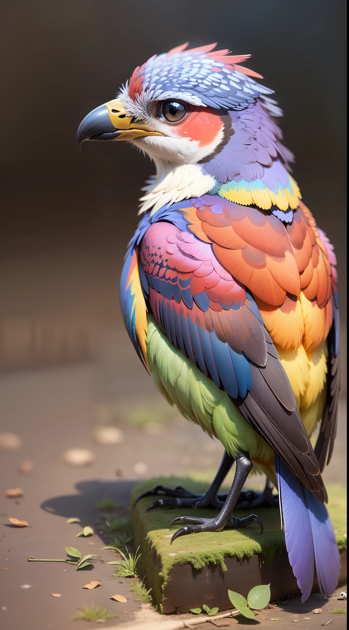 Bird sitting on the ground,mixed colors,mixed color bird, high quality,high resolution,