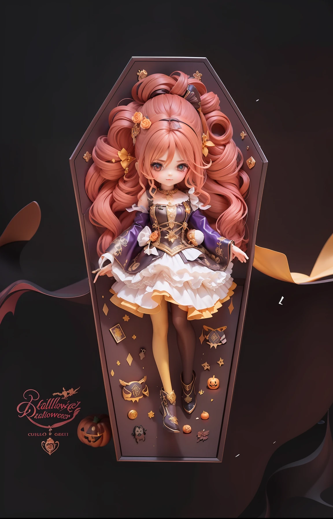 tmasterpiece,best qualtiy,Lots of detail,(full body:1.2),chibi,Halloween Witches,Magician long skirt,high and cold,,3Drenderingof,Q printmaking style