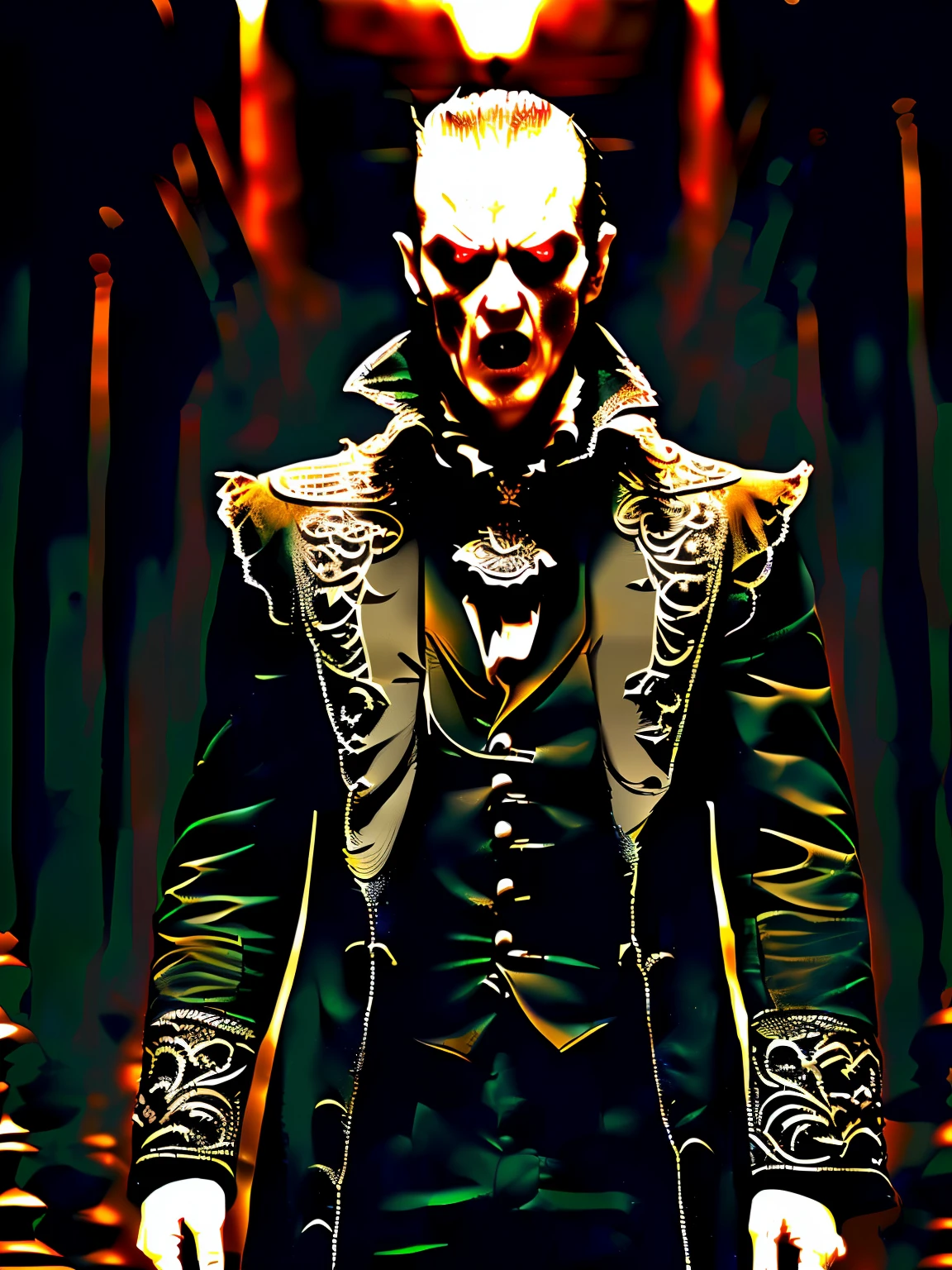 (Very detailed 8k wallpapers),A medium shot of a terrifying necromancer,iintricate,high detal,dramatics (Vampires),large tall,Coercion