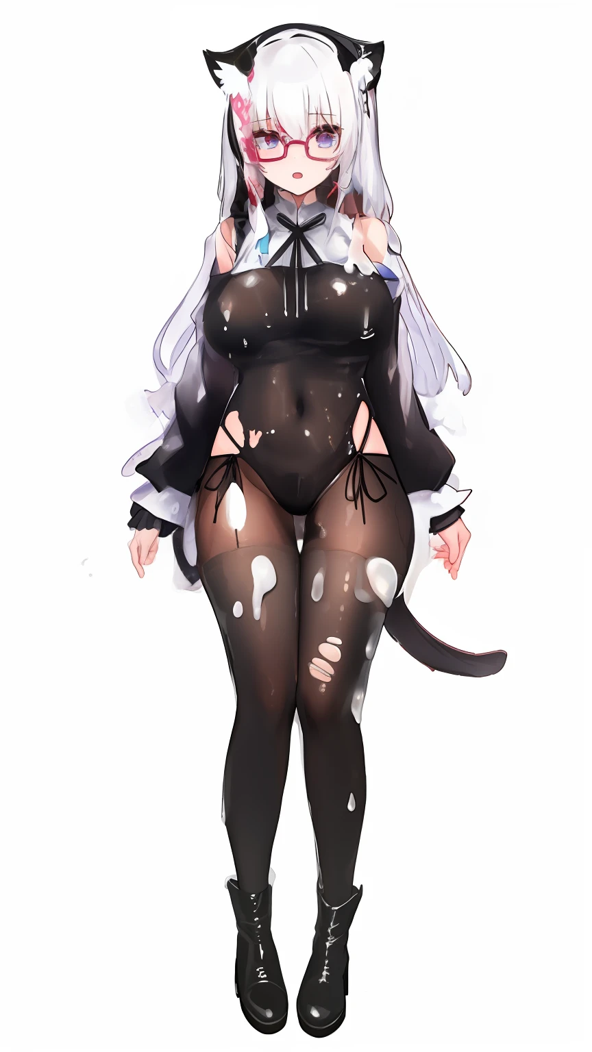 White slime、White slime got wet in large quantities on clothes、{{{torn}}}、White slime overflows from the torn part、White slime on clothes、White slime splashed violently、{{{{{Sticky white slime}}}}}