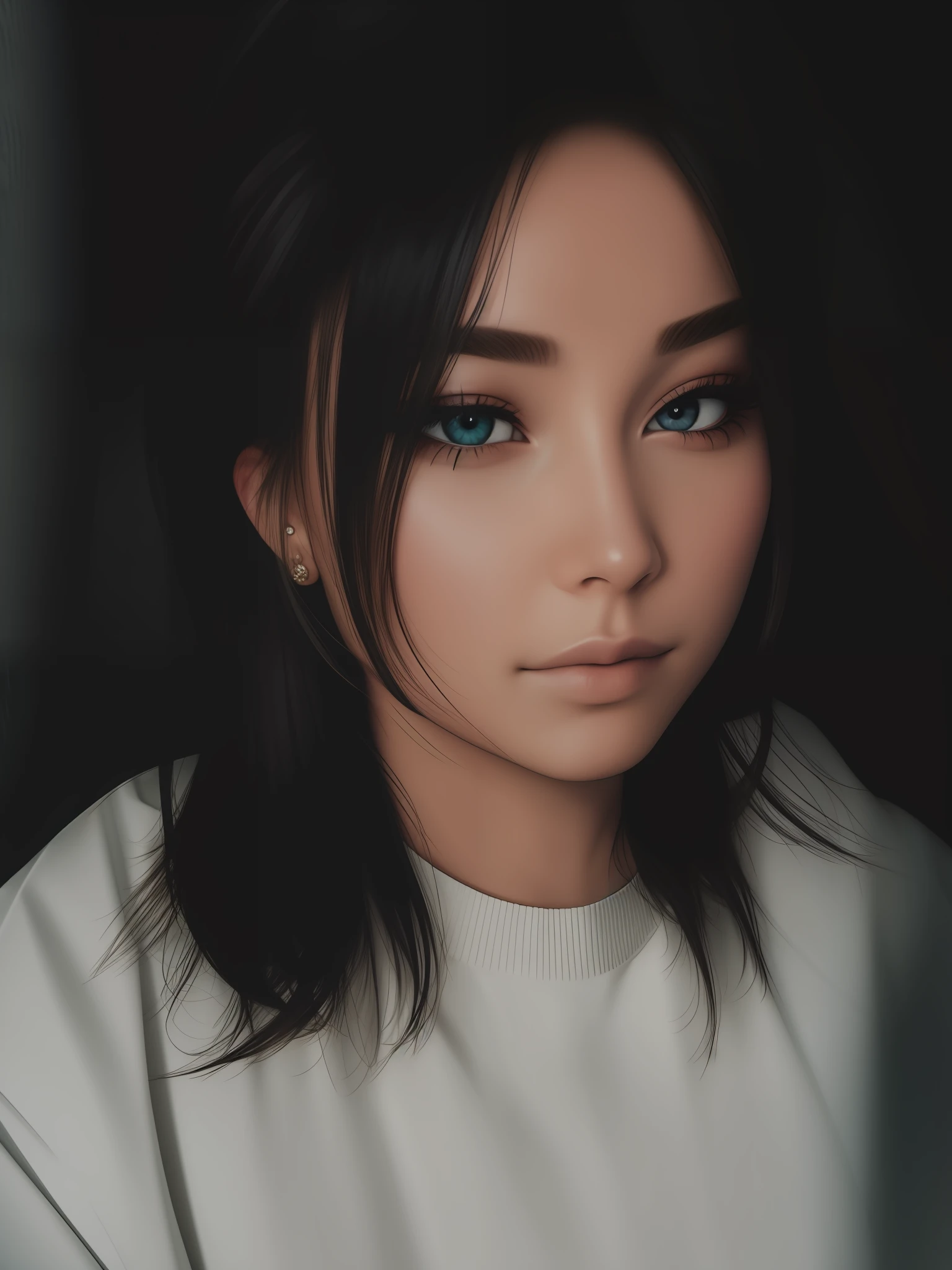 messy  hair, eye shadows, Gorgeous interior，